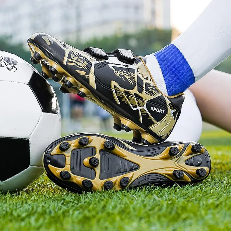 Kids Soccer Cleats Boys Girls Turf/FG/AG Athletic Football Shoes with and Multiple Stud Low-Top Leather Upper Sneakers