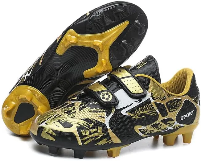 Kids Soccer Cleats Boys Girls Turf/FG/AG Athletic Football Shoes with and Multiple Stud Low-Top Leather Upper Sneakers