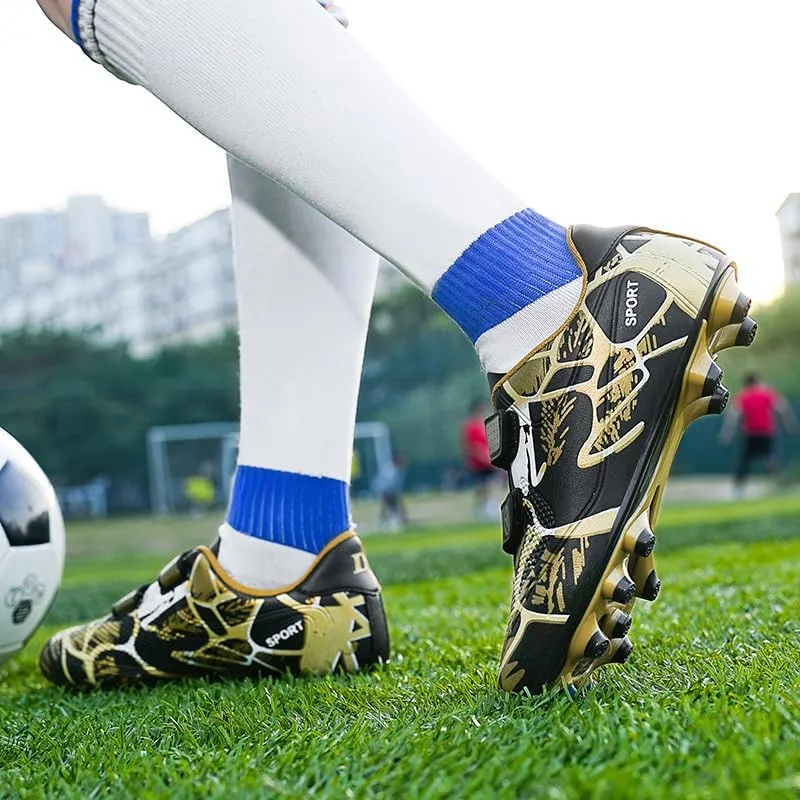 Kids Soccer Cleats Boys Girls Turf/FG/AG Athletic Football Shoes with and Multiple Stud Low-Top Leather Upper Sneakers