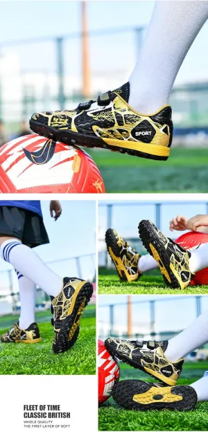 Kids Soccer Cleats Boys Girls Turf/FG/AG Athletic Football Shoes with and Multiple Stud Low-Top Leather Upper Sneakers