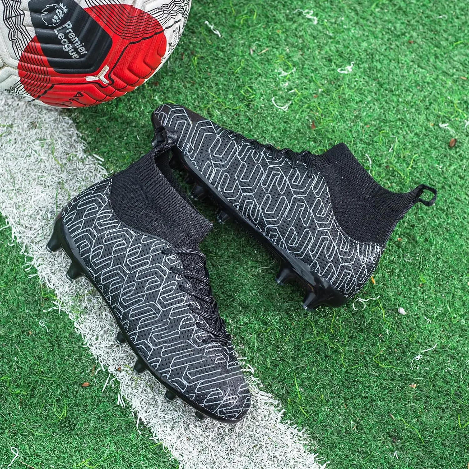 Kids Soccer Cleats Boys Youth Firm Groud Cleats for Girls High Top Trainning Football Shoes AG/FG