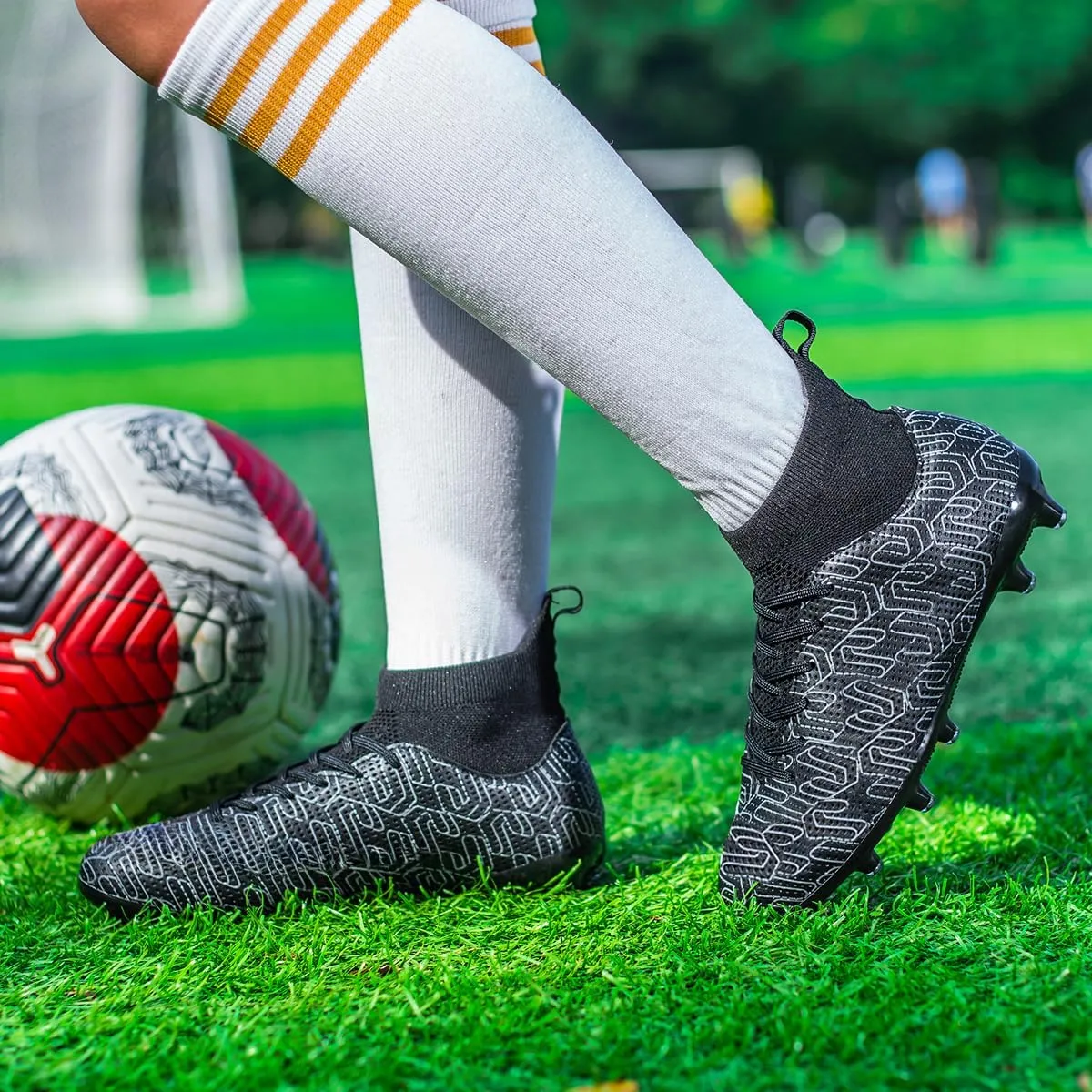 Kids Soccer Cleats Boys Youth Firm Groud Cleats for Girls High Top Trainning Football Shoes AG/FG