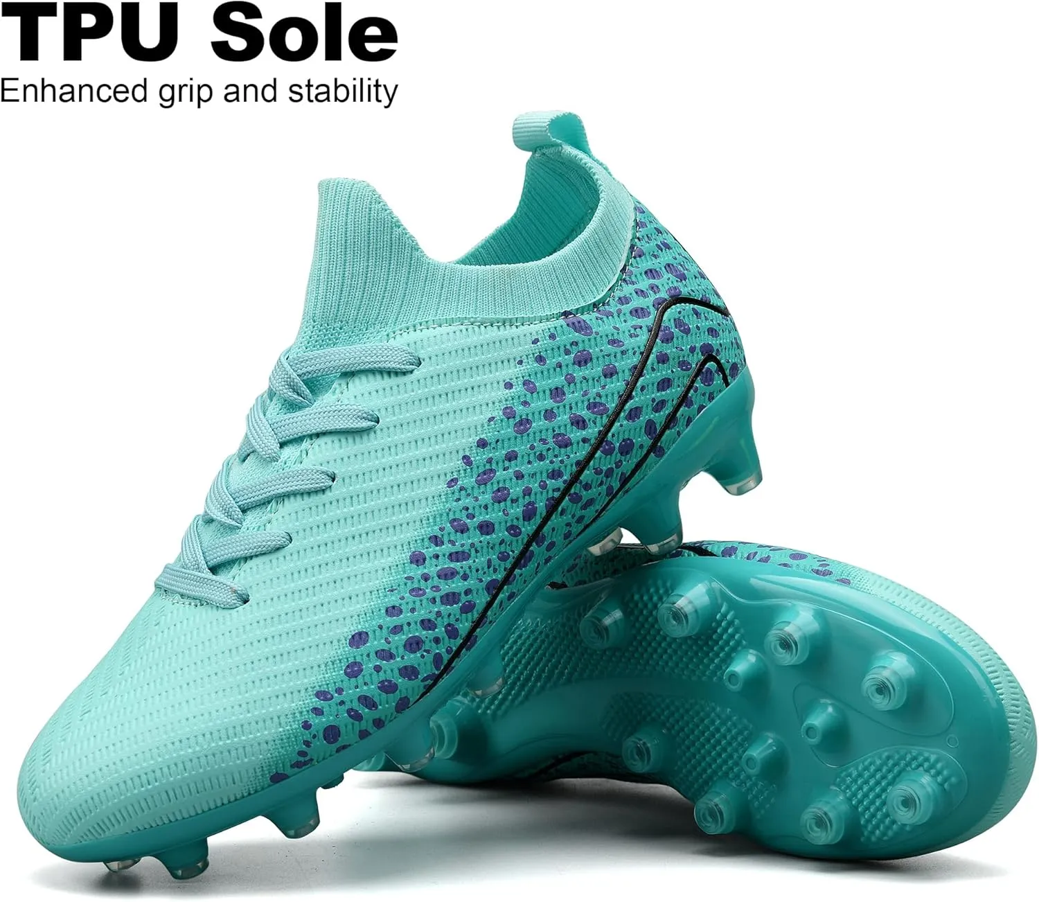 Kids Soccer Cleats for Boys and Girls Youth Mid-top Football Shoes Outdoor Athletic Turf Soccer Shoes