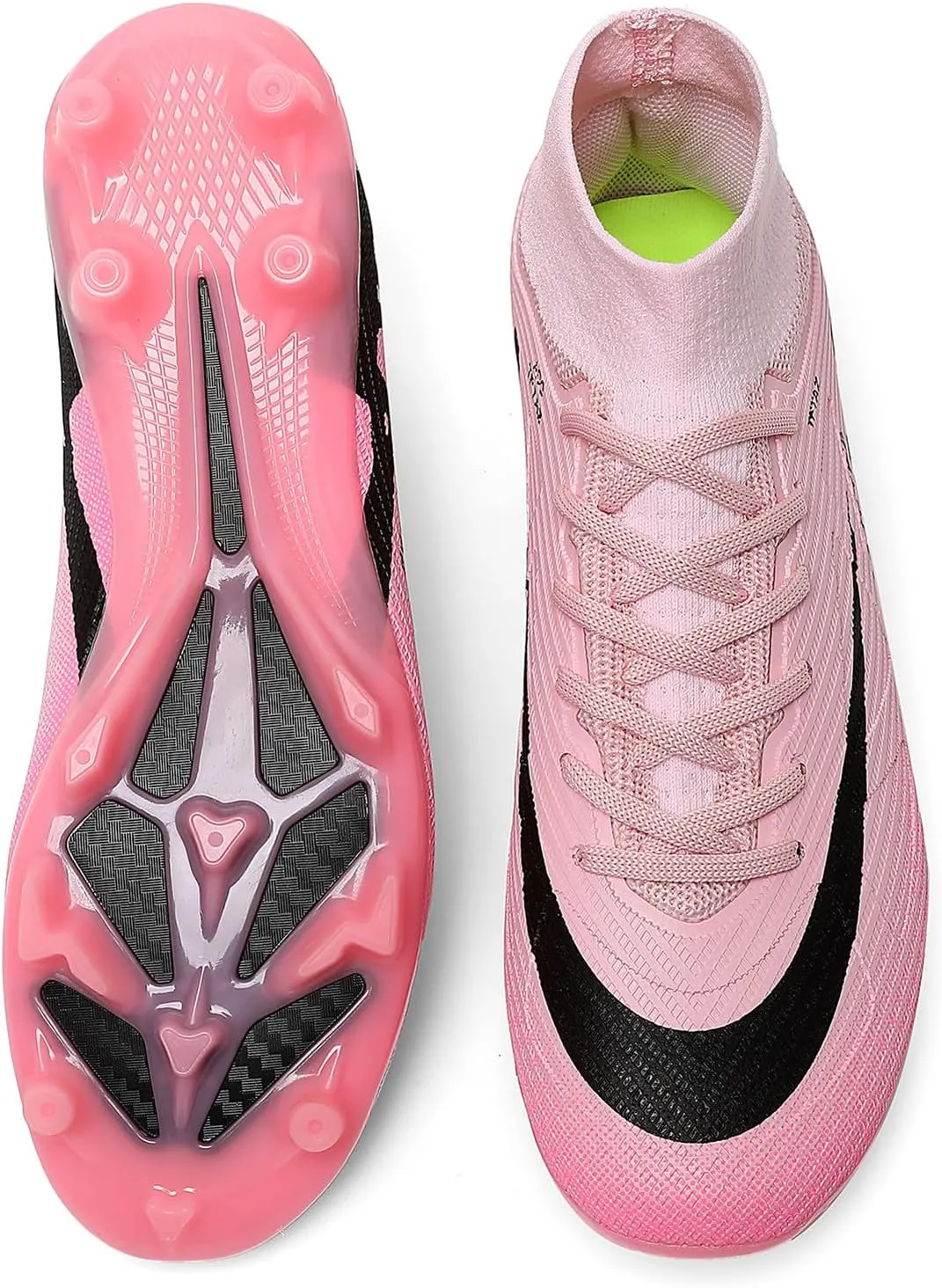 Kids Soccer Cleats High Top Youths Spikes FG Shoes Baseball Ankle-Cuff Athletic Professional Firm Ground Non-Slipping Boys Football Boots