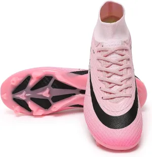 Kids Soccer Cleats High Top Youths Spikes FG Shoes Baseball Ankle-Cuff Athletic Professional Firm Ground Non-Slipping Boys Football Boots