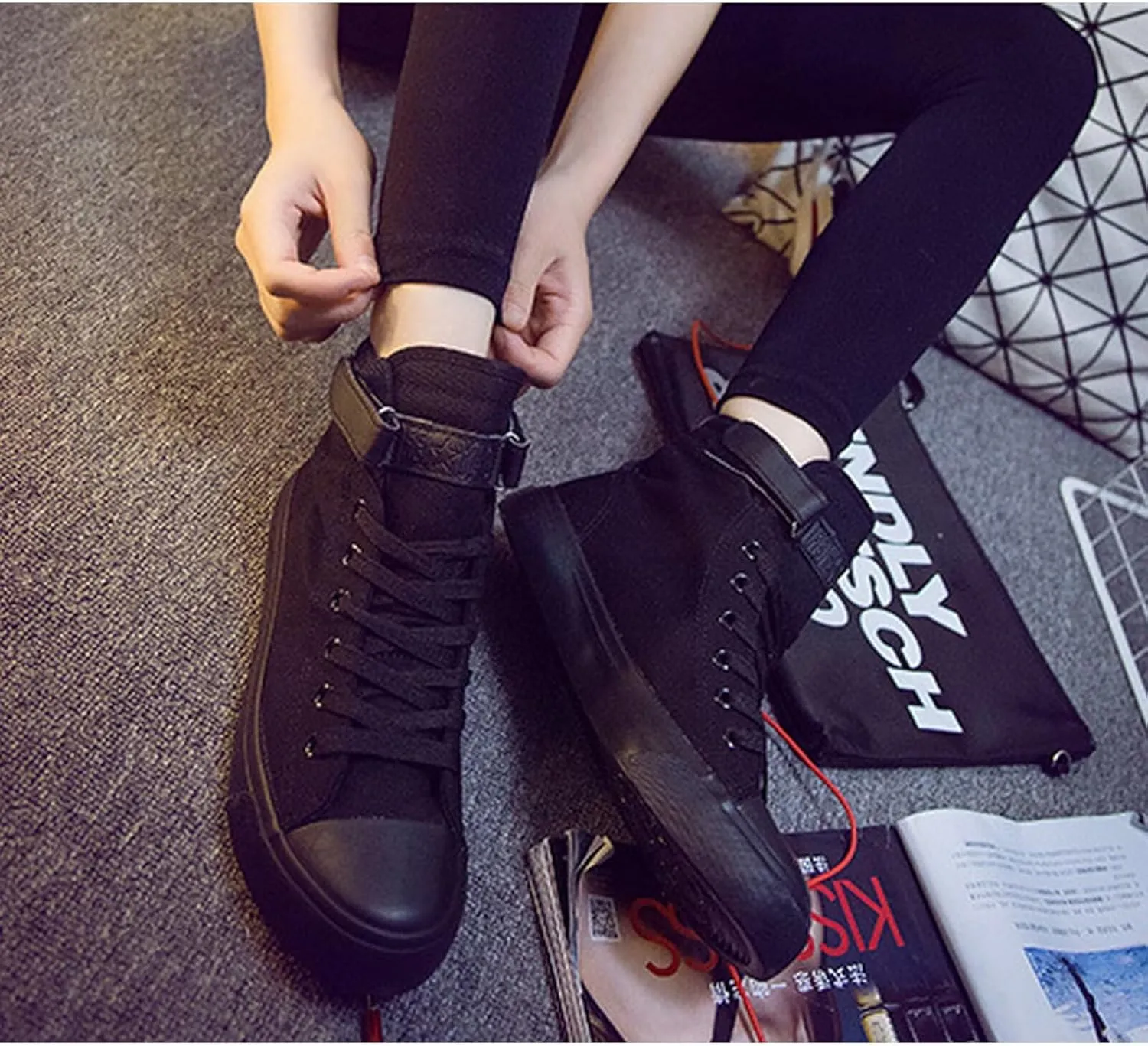 KPOP Stray Kids Shoes Sneakers Felix Bang Chan Lee Know ChangBin Han I.N HyunJin Seungmin Hiphop High-Top Canvas Shoes