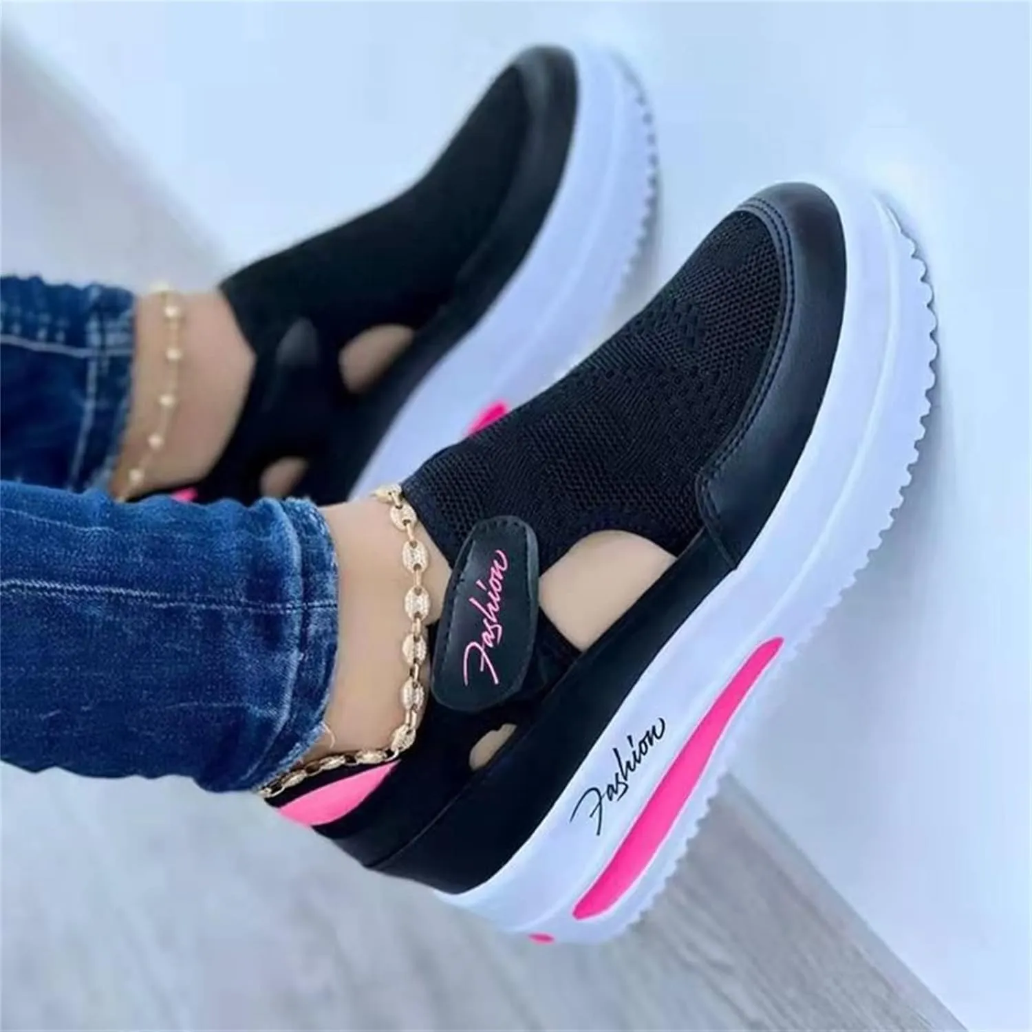 Ladmiple Sneakers For Women Walking Shoes Wide Width Slip on Glitter Shoes Fashion Sparkly Dressy Summer Flats Loafers