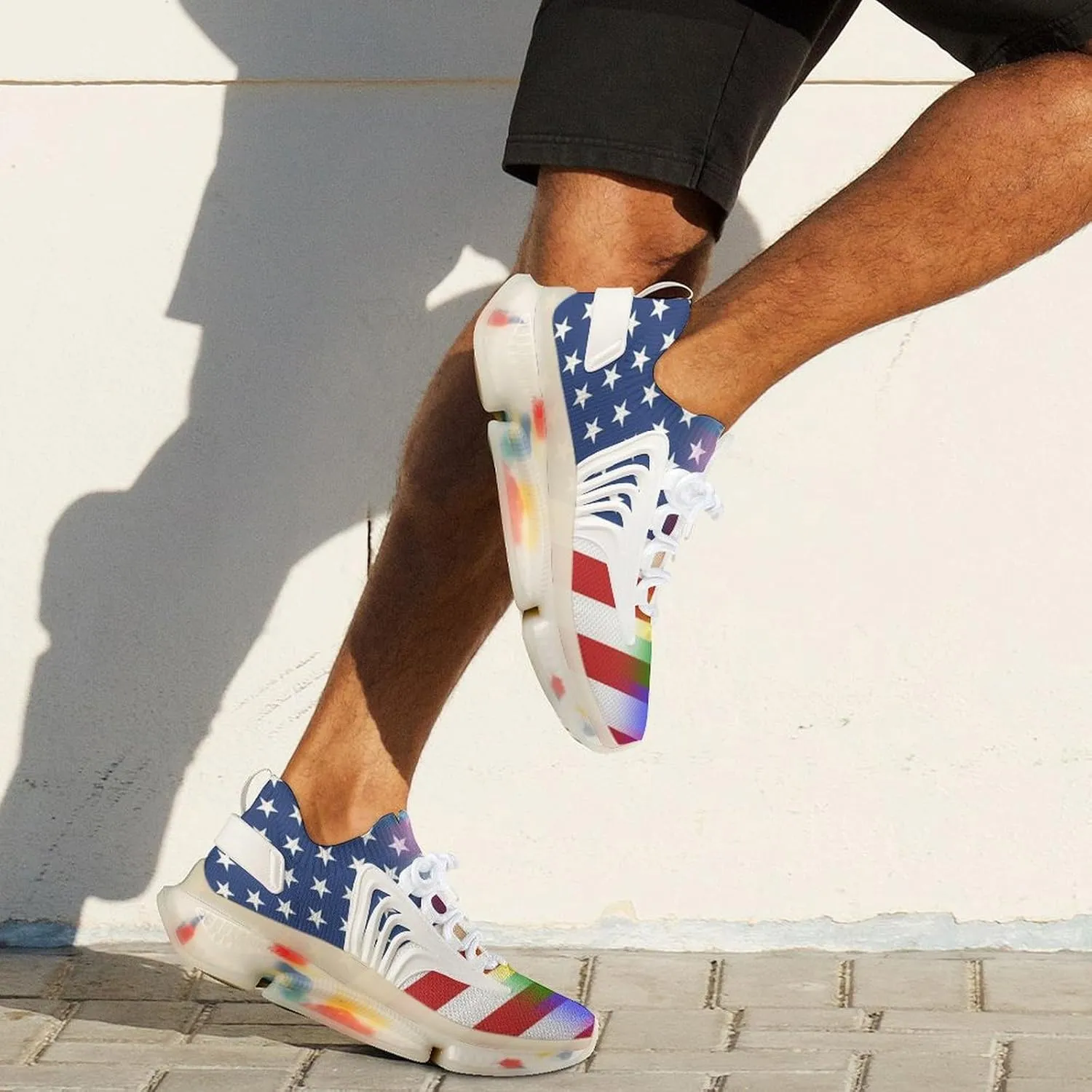 LGBT Transgender American Flag Men's Running Shoes Lightweight Walking Shoe Breathable Sneaker