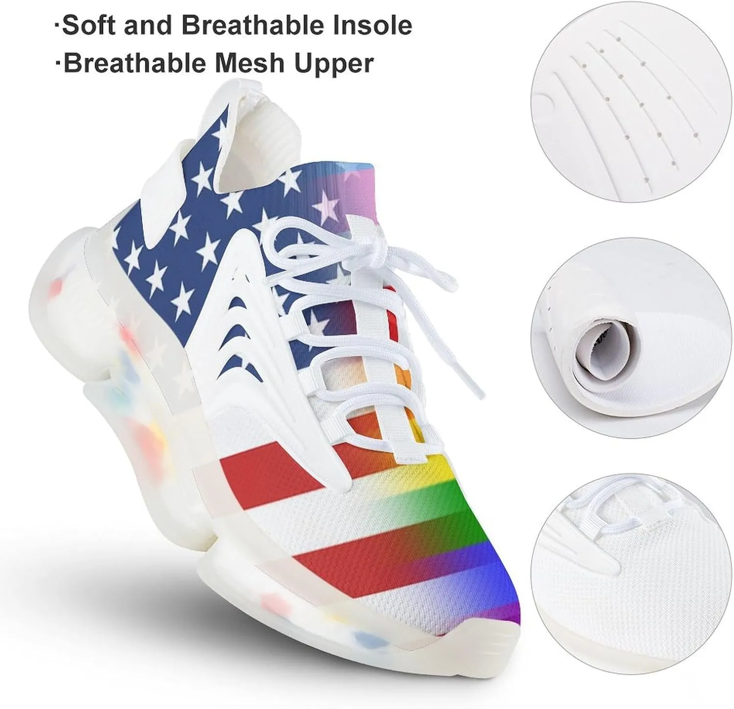 LGBT Transgender American Flag Men's Running Shoes Lightweight Walking Shoe Breathable Sneaker