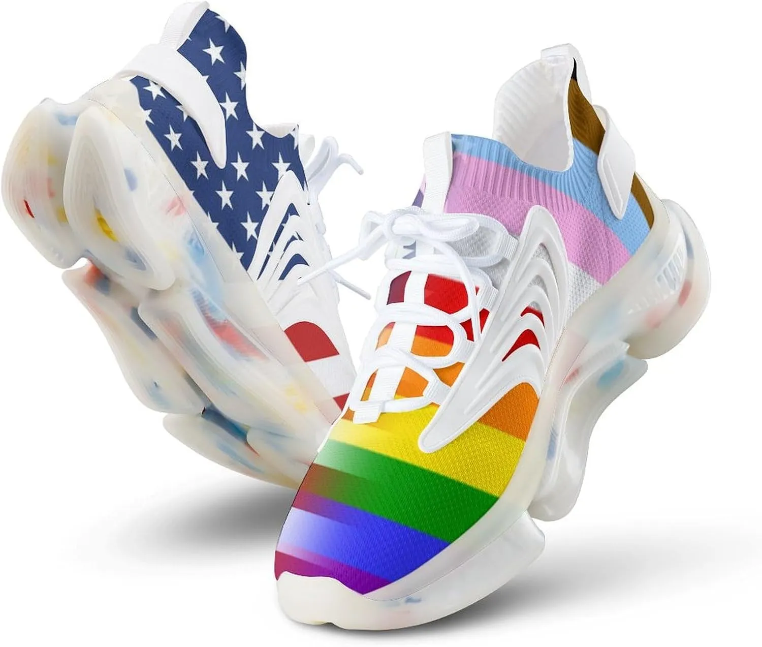 LGBT Transgender American Flag Men's Running Shoes Lightweight Walking Shoe Breathable Sneaker
