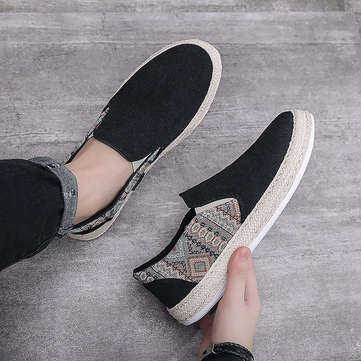 Lightweight Diabetic Shoes for Men Slip On Lightweight Breathable Fashion Sneaker Soft Flat Soled Elderly Shoes