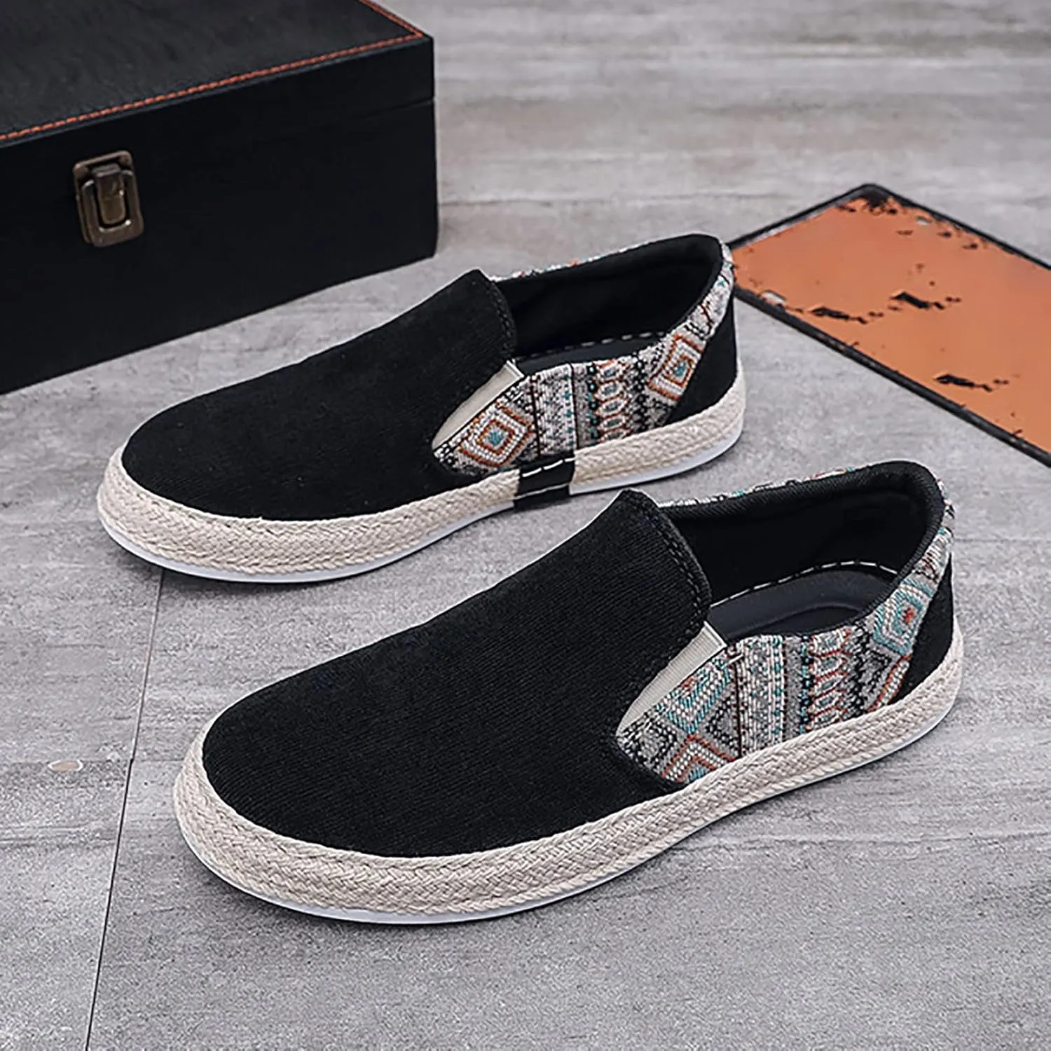 Lightweight Diabetic Shoes for Men Slip On Lightweight Breathable Fashion Sneaker Soft Flat Soled Elderly Shoes