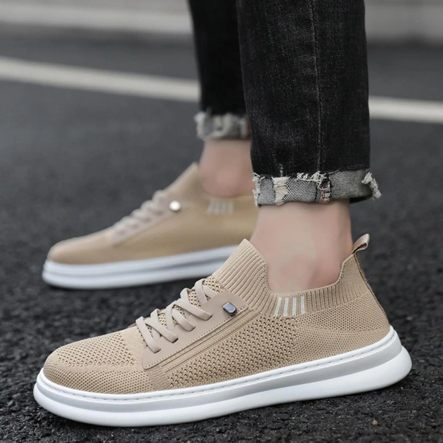 Lightweight Work Shoes for Men Slip On Lightweight Breathable Fashion Sneaker Hook and Loop Orthopedic Sneakers