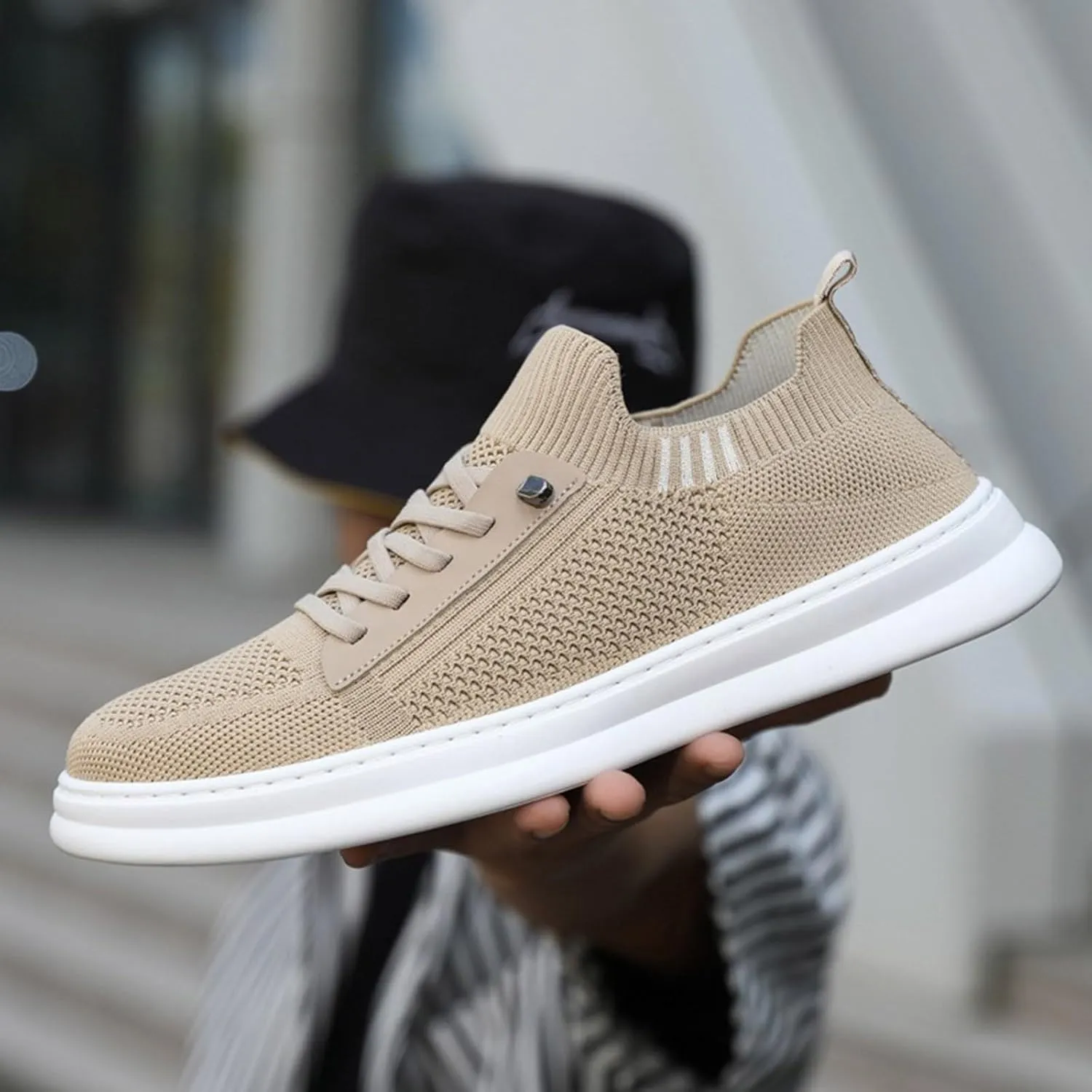 Lightweight Work Shoes for Men Slip On Lightweight Breathable Fashion Sneaker Hook and Loop Orthopedic Sneakers