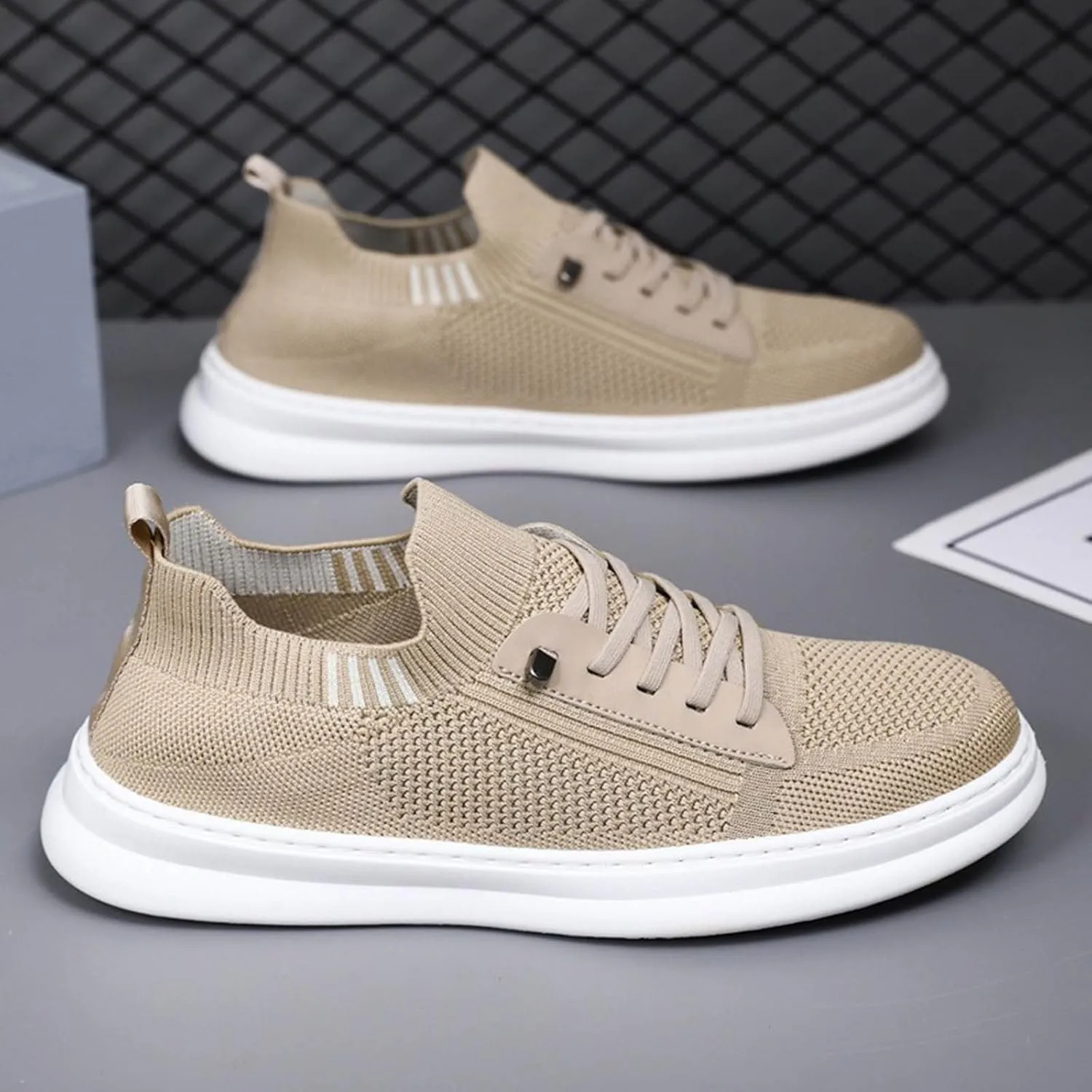Lightweight Work Shoes for Men Slip On Lightweight Breathable Fashion Sneaker Hook and Loop Orthopedic Sneakers