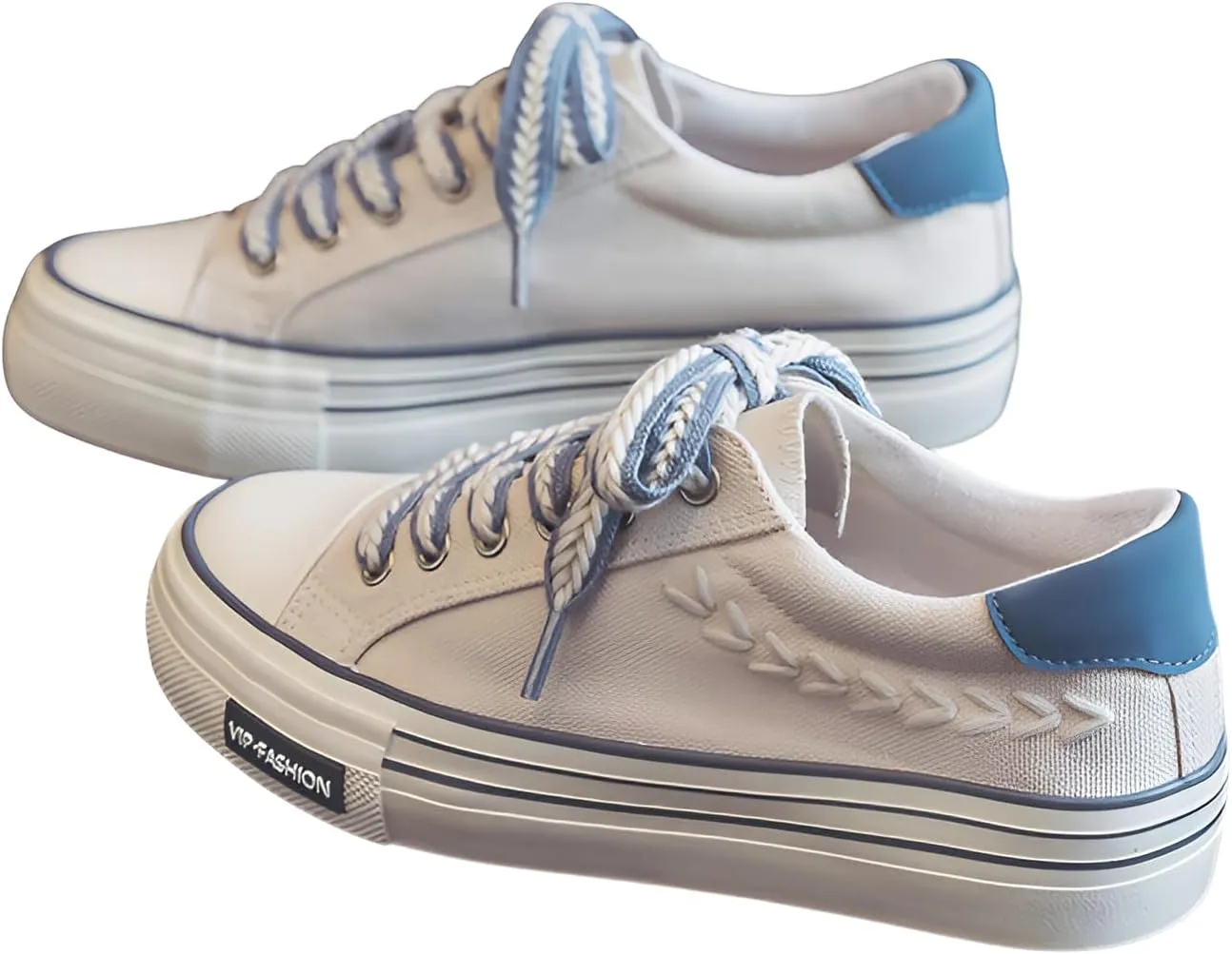 lilaBelle]【Chunky Platform Canvas Shoes Women Retro Ins Low-Top Sneakers, Spring Casual Lace-Up Comfort Footwear with Thick Sole for Daily Outfits, College Style Breathable Fabric & -Season Wear