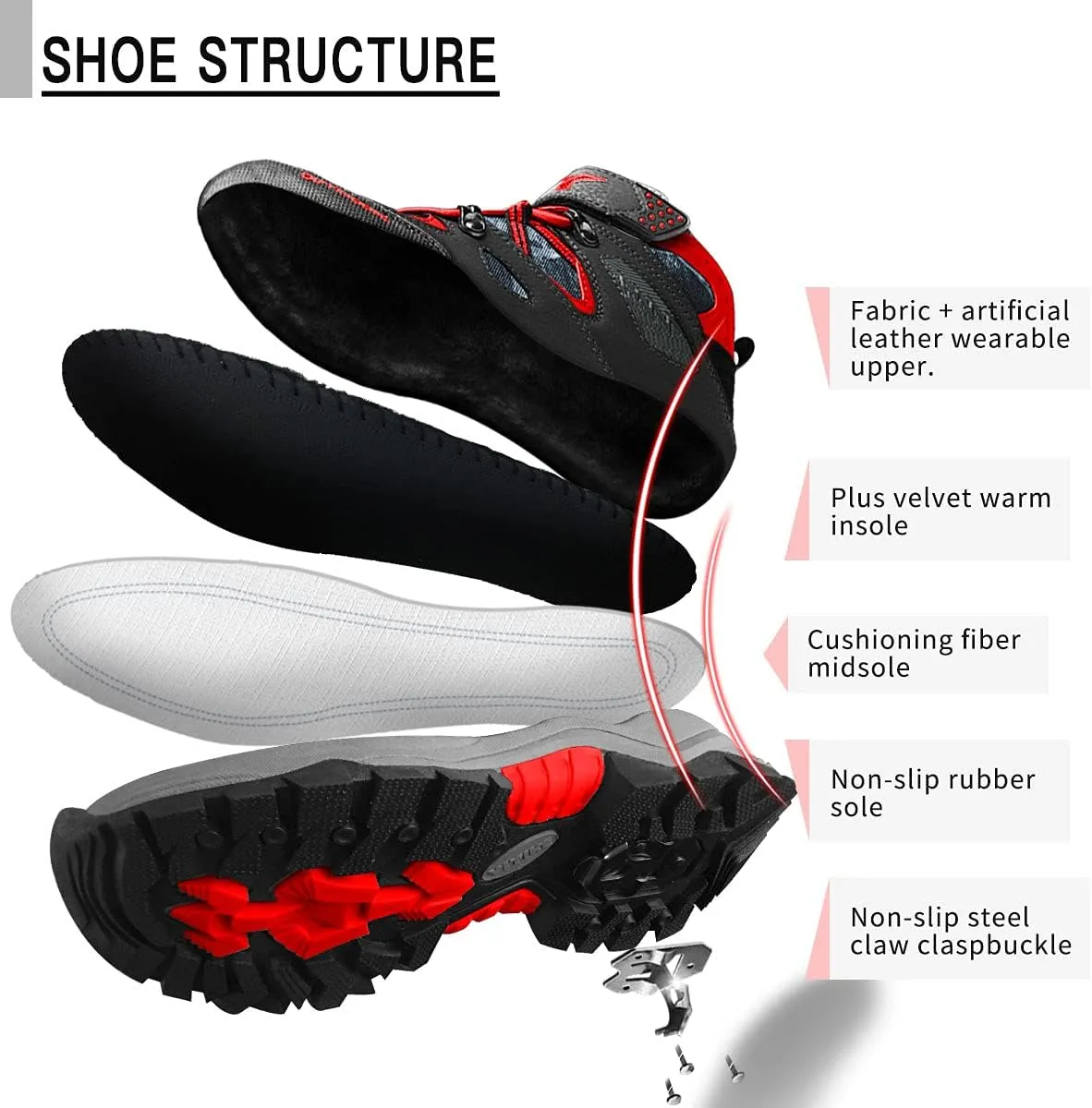 Littleplum Boys Snow Boots Winter Waterproof Antiskid Boots Hiking Outdoor Shoes Booties for Unisex Kids (Little Kid/Big Kid)