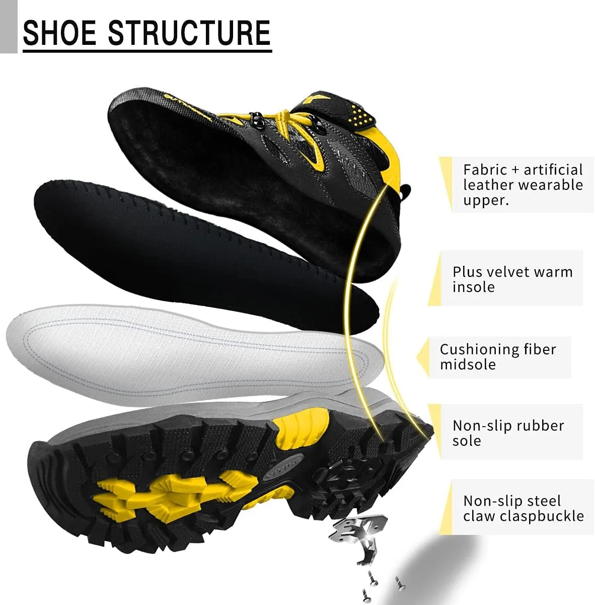 Littleplum Boys Snow Boots Winter Waterproof Antiskid Boots Hiking Outdoor Shoes Booties for Unisex Kids (Little Kid/Big Kid)