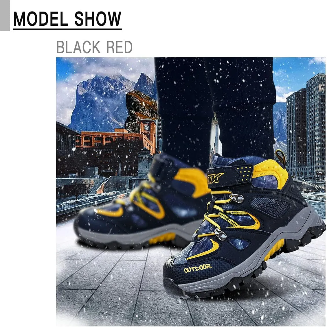 Littleplum Boys Snow Boots Winter Waterproof Antiskid Boots Hiking Outdoor Shoes Booties for Unisex Kids (Little Kid/Big Kid)