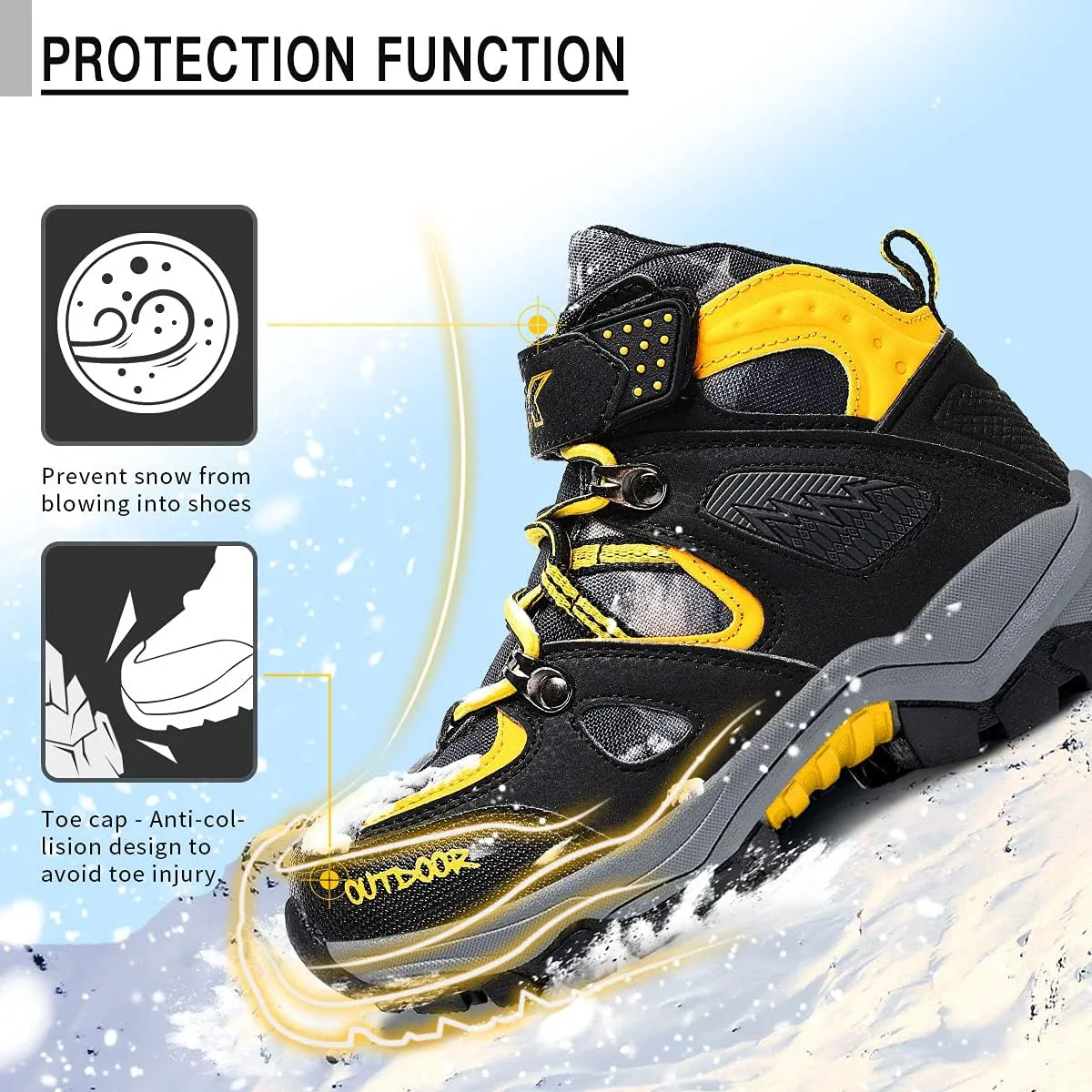 Littleplum Boys Snow Boots Winter Waterproof Antiskid Boots Hiking Outdoor Shoes Booties for Unisex Kids (Little Kid/Big Kid)