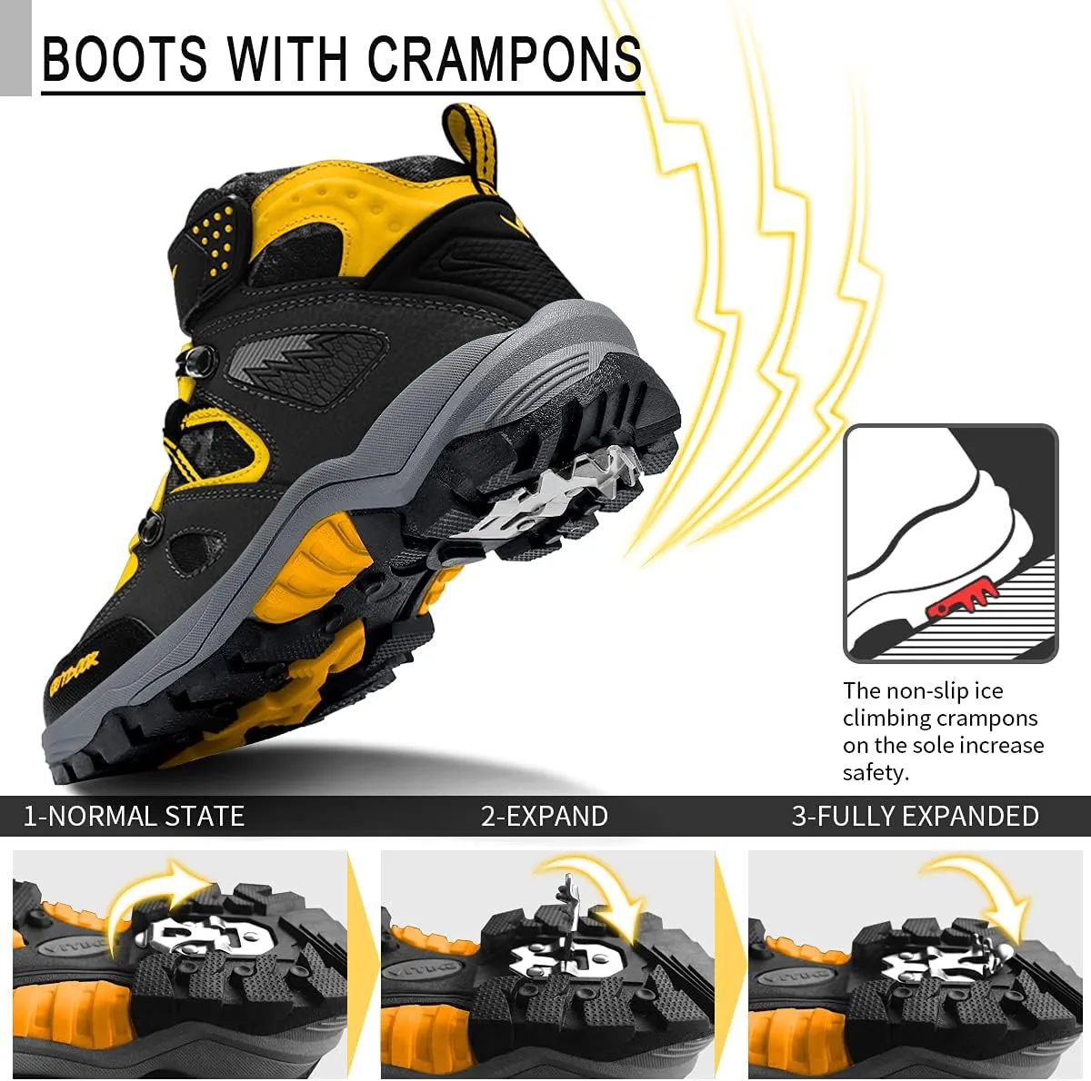 Littleplum Boys Snow Boots Winter Waterproof Antiskid Boots Hiking Outdoor Shoes Booties for Unisex Kids (Little Kid/Big Kid)