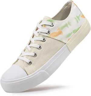 LUMUBBY Women's Canvas Fashion Sneakers, Red, Casual, Walking, Flat Sole, Lace-Up, All Seasons