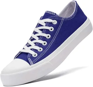LUMUBBY Women's Canvas Fashion Sneakers, Red, Casual, Walking, Flat Sole, Lace-Up, All Seasons