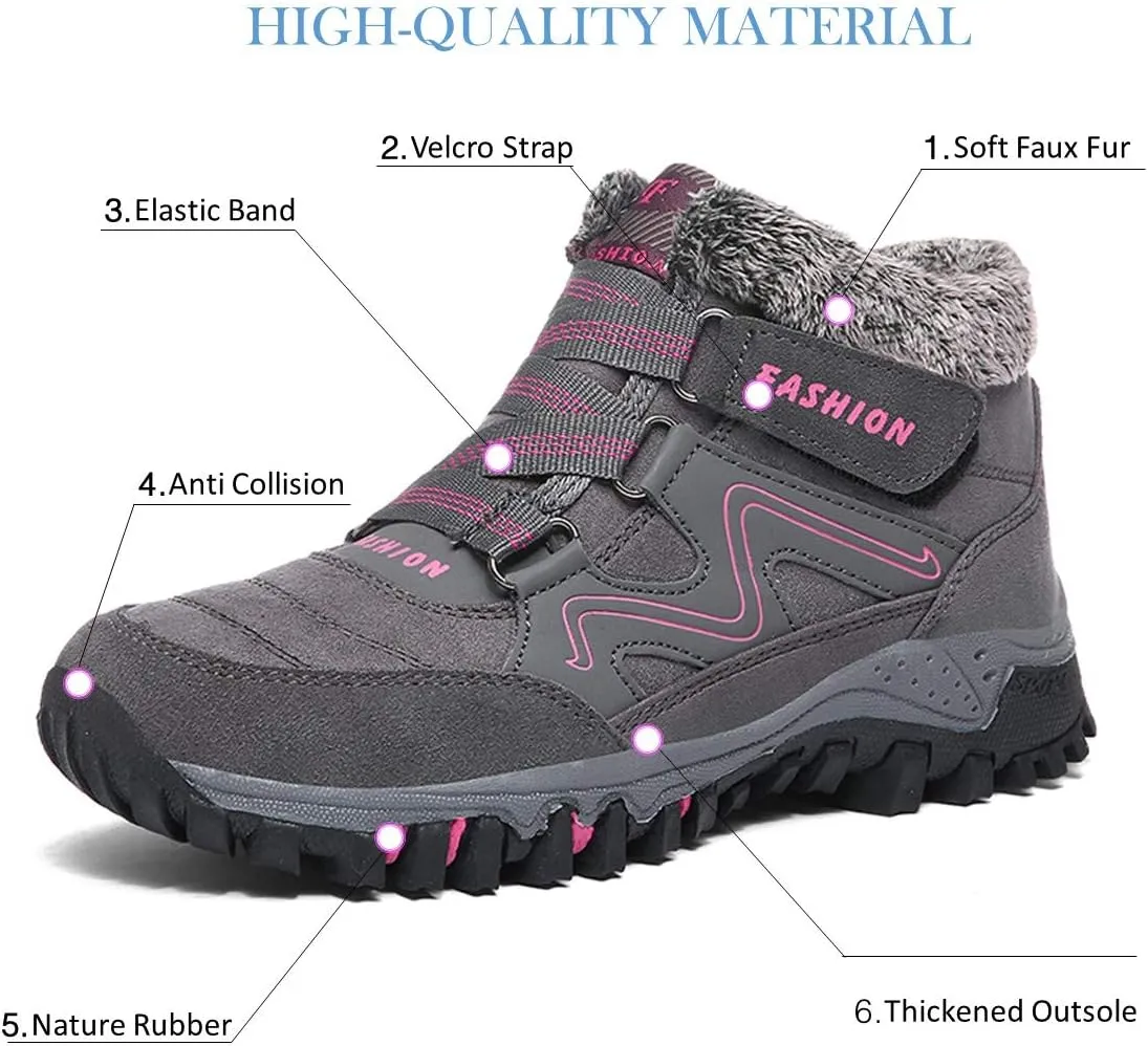 MAIZUN Womens Snow Boots Anti-slip Warm Fur Lined Ankle Booties Comfor Winter Outdoor Hiking Boots Size 6-9.5