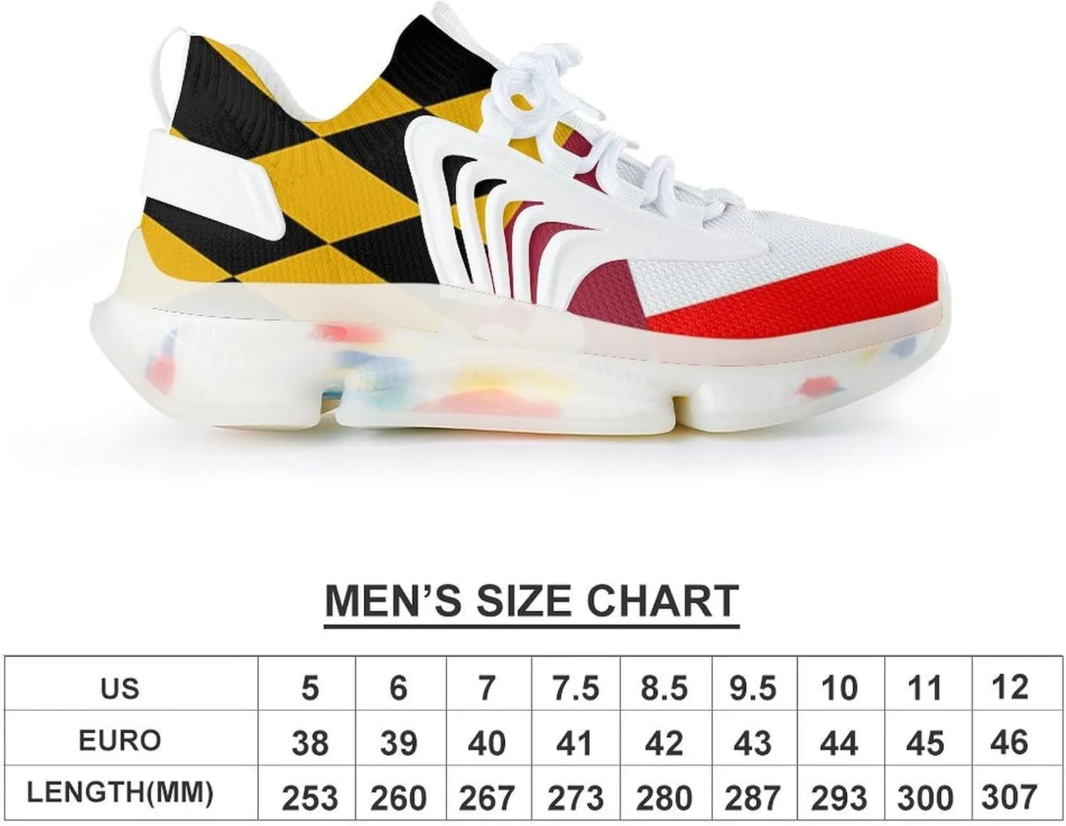 Maryland Canada Flag Men's Running Shoes Lightweight Walking Shoe Breathable Sneaker