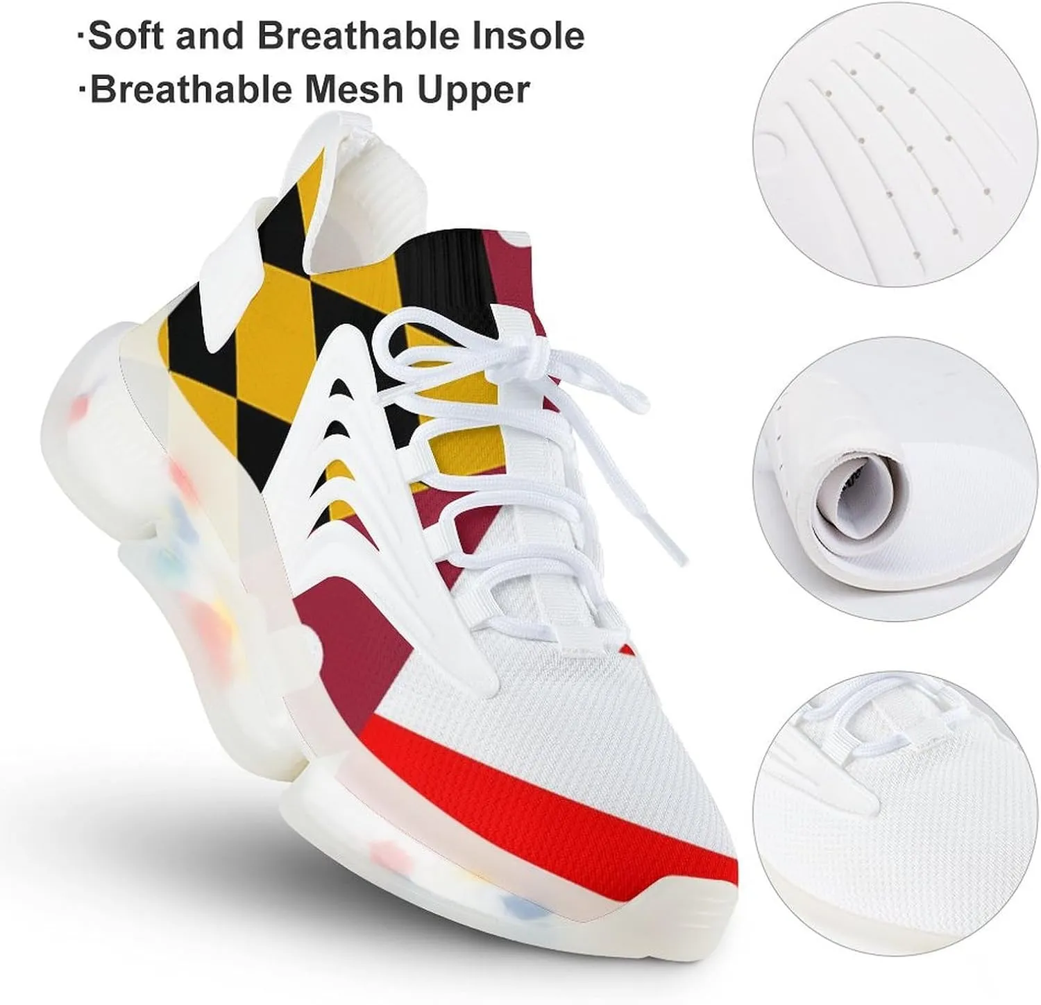 Maryland Canada Flag Men's Running Shoes Lightweight Walking Shoe Breathable Sneaker