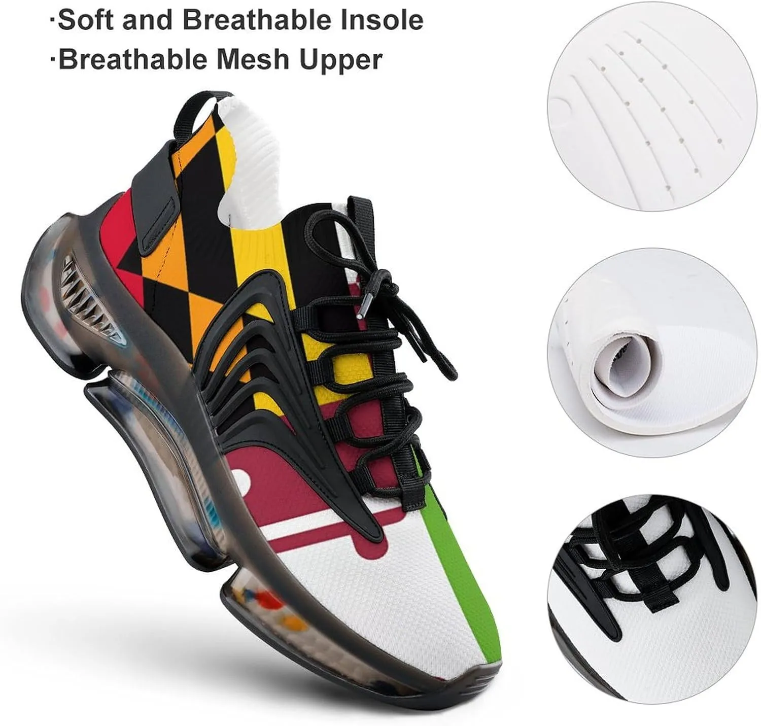 Maryland LGBT Flag Men's Running Shoes Lightweight Walking Shoe Breathable Sneaker