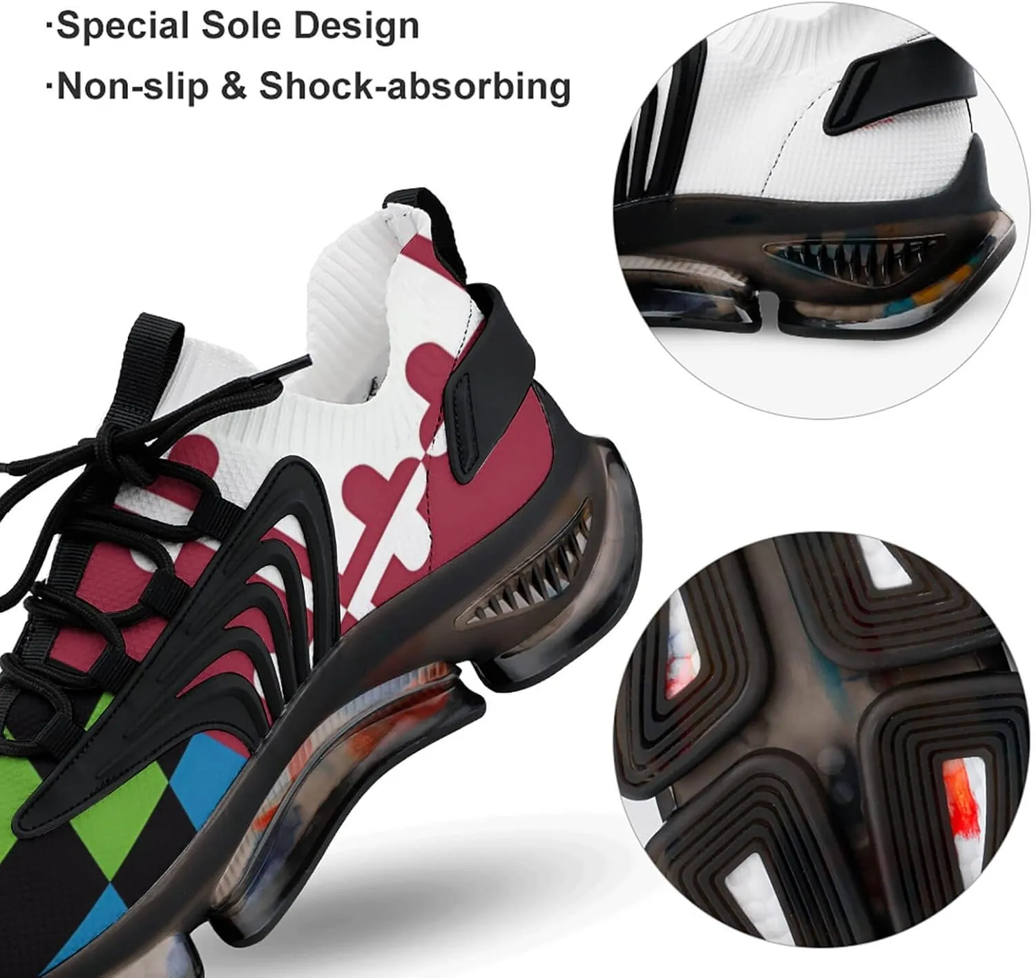 Maryland LGBT Flag Men's Running Shoes Lightweight Walking Shoe Breathable Sneaker