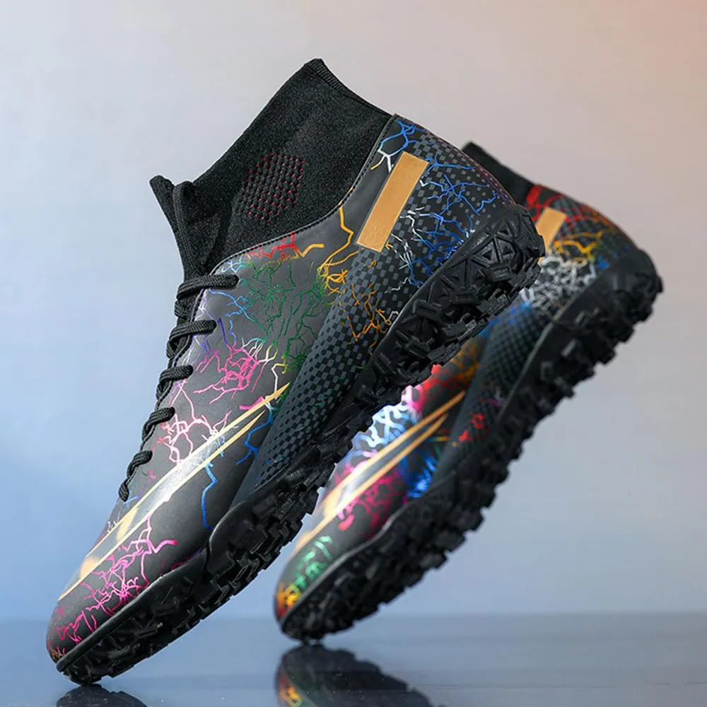 Maylrvjv Men's High Top Soccer Cleats Boys Football Boots Breathble Shock Absorbing Multi-Ground Competition Training Futsal Sneakers