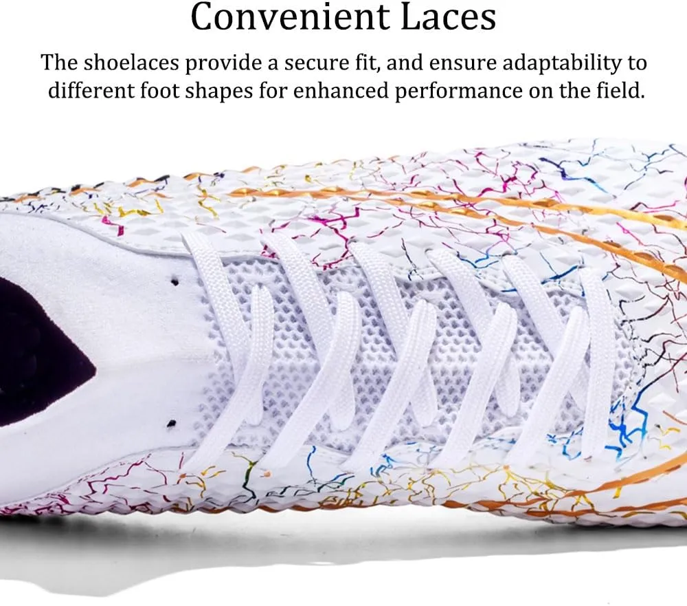 Maylrvjv Men's High Top Soccer Cleats Boys Football Boots Breathble Shock Absorbing Multi-Ground Competition Training Futsal Sneakers
