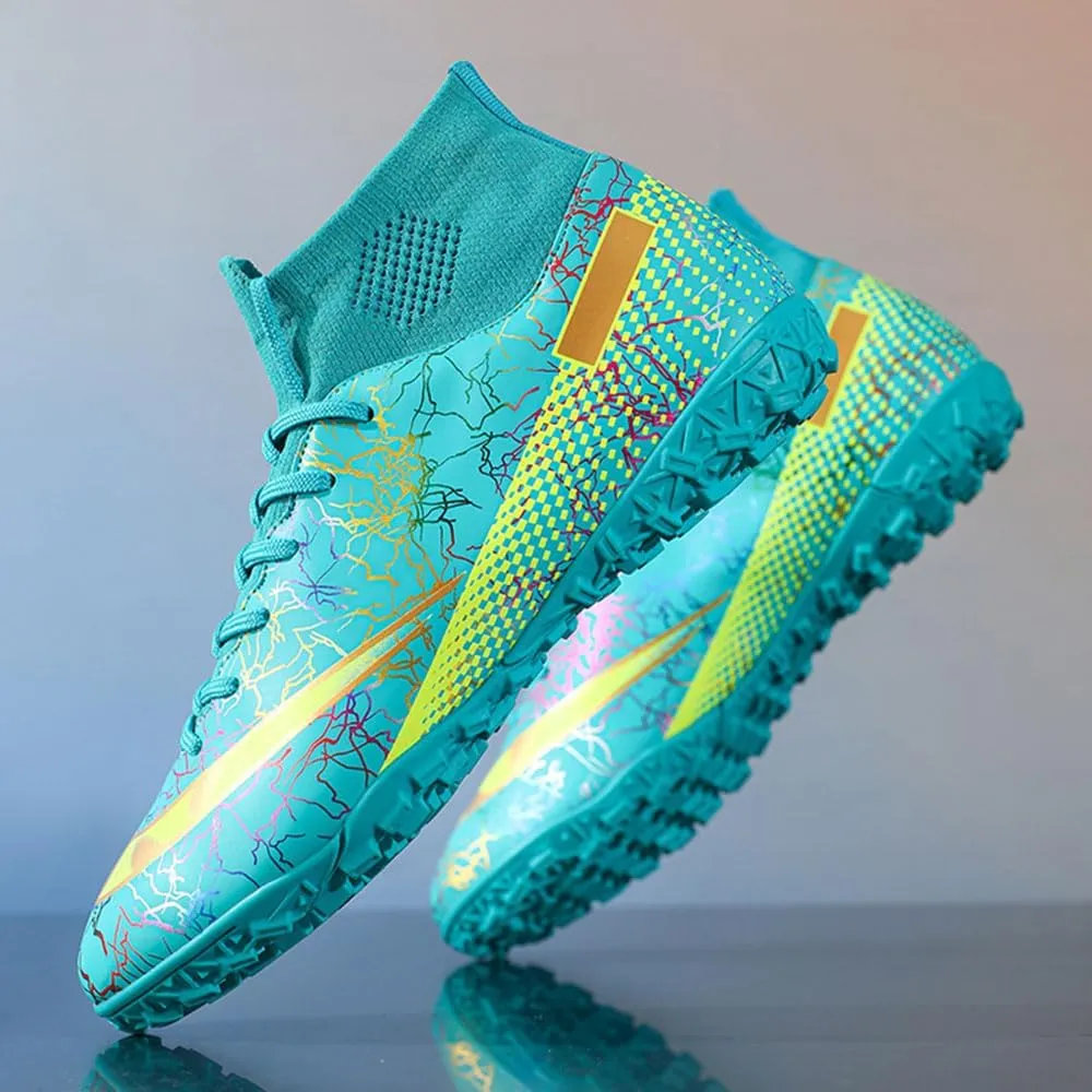 Maylrvjv Men's High Top Soccer Cleats Boys Football Boots Breathble Shock Absorbing Multi-Ground Competition Training Futsal Sneakers