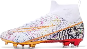 Maylrvjv Men's High Top Soccer Cleats Boys Football Boots Breathble Shock Absorbing Multi-Ground Competition Training Futsal Sneakers