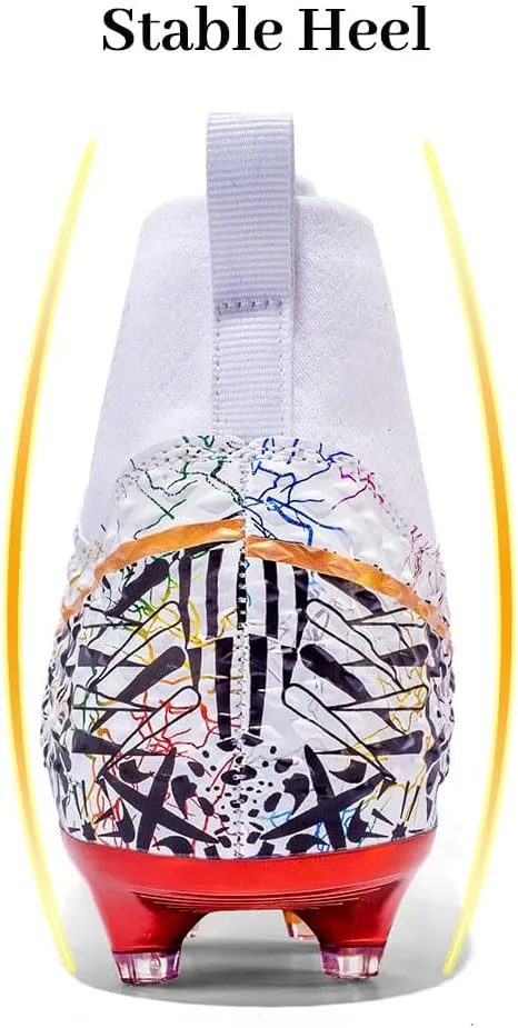 Maylrvjv Men's High Top Soccer Cleats Boys Football Boots Breathble Shock Absorbing Multi-Ground Competition Training Futsal Sneakers