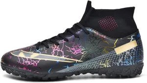 Maylrvjv Men's High Top Soccer Cleats Boys Football Boots Breathble Shock Absorbing Multi-Ground Competition Training Futsal Sneakers