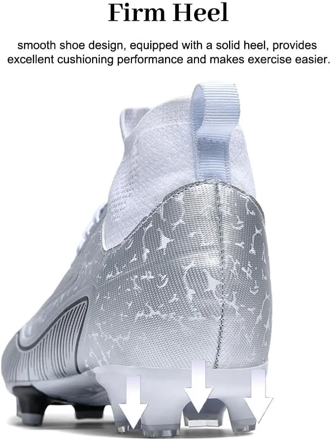 Maylrvjv Men's High Top Soccer Shoes Professional Cleats Football Boots Breathable Comfortable Indoor Outdoor Training Futsal Sneakers