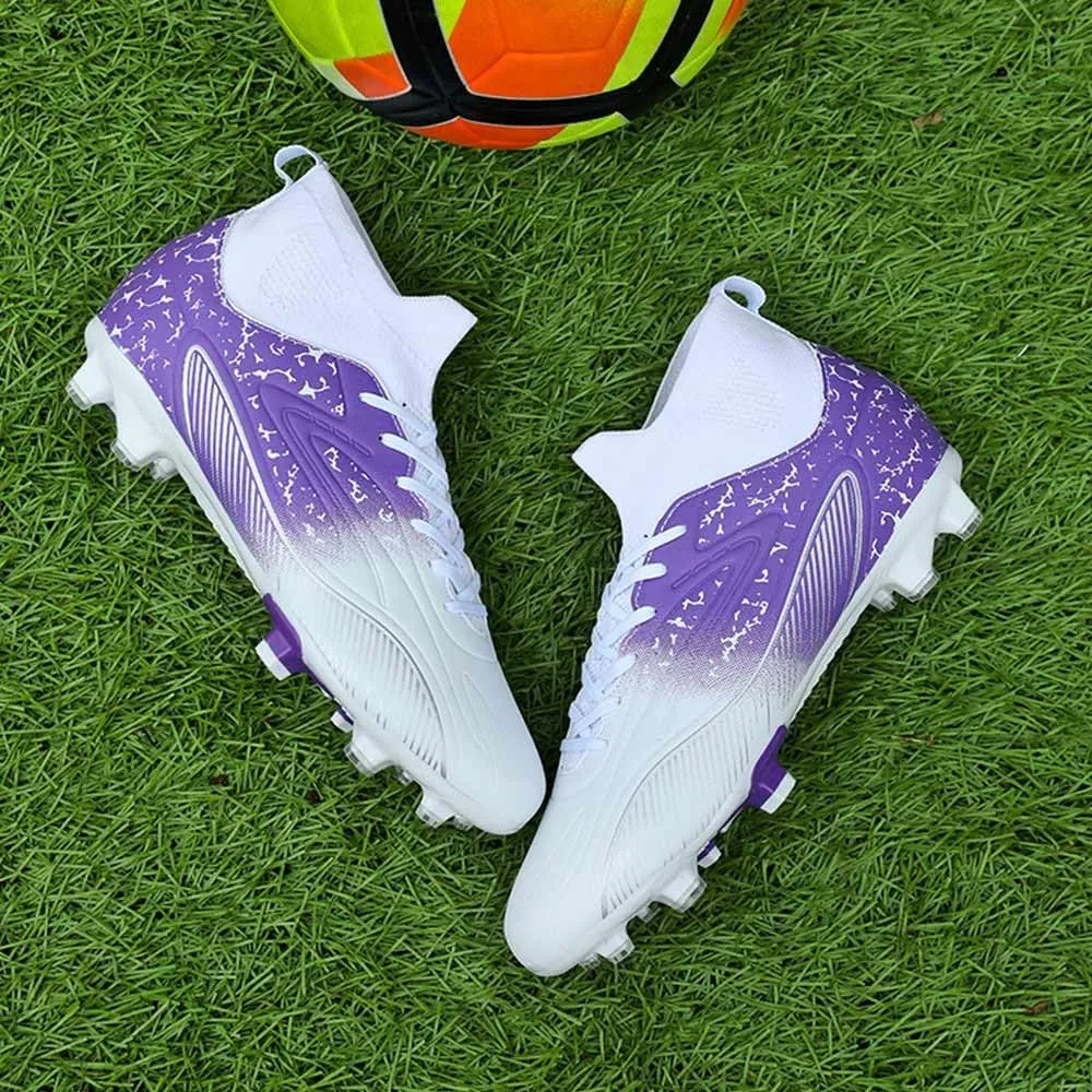 Maylrvjv Men's High Top Soccer Shoes Professional Cleats Football Boots Breathable Comfortable Indoor Outdoor Training Futsal Sneakers