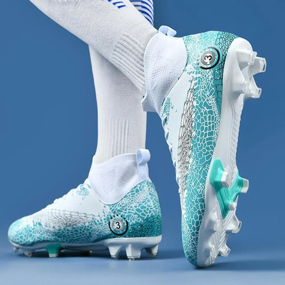 Maylrvjv Men's High Top Soccer Shoes Professional Cleats Football Boots Breathable Comfortable Indoor Outdoor Training Futsal Sneakers