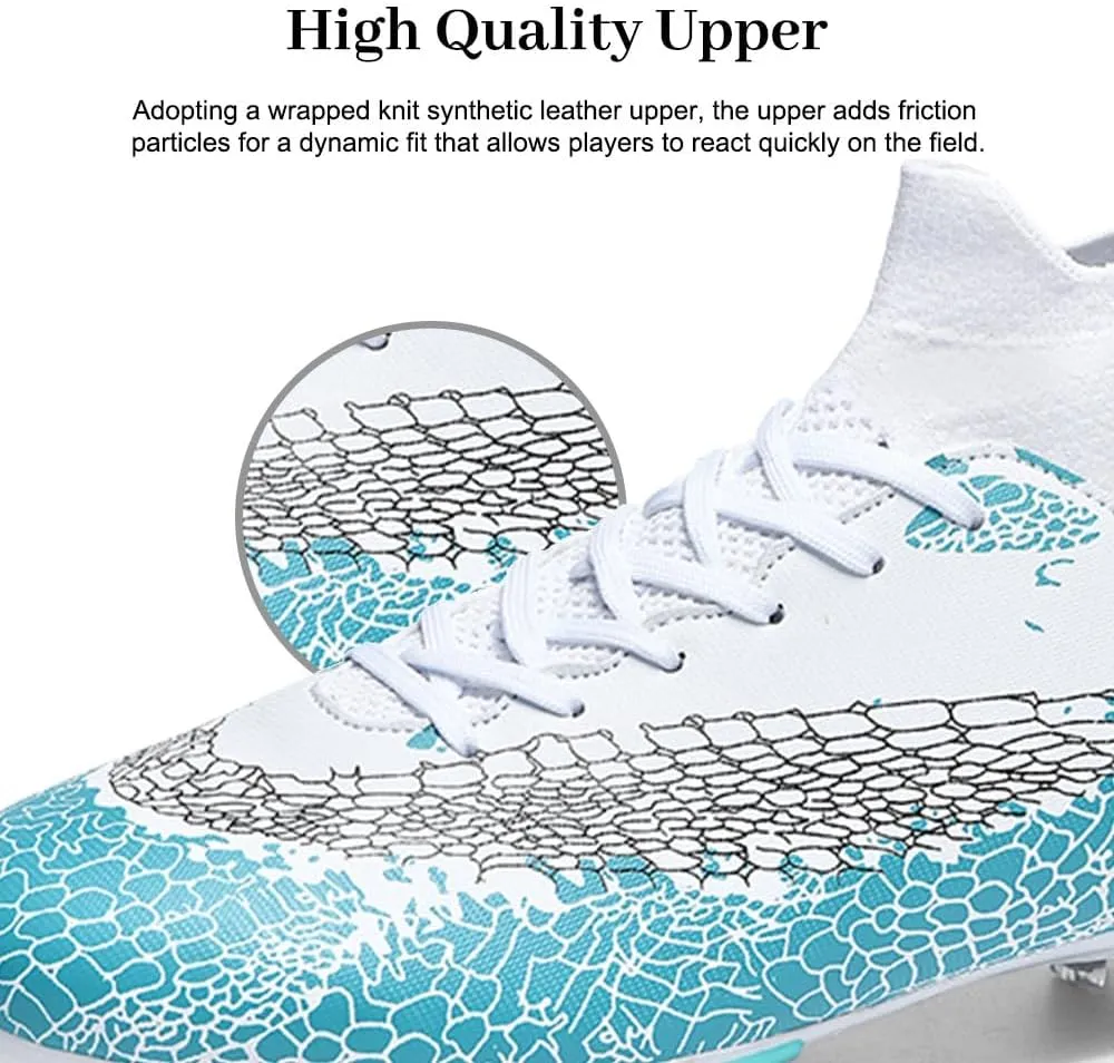 Maylrvjv Men's High Top Soccer Shoes Professional Cleats Football Boots Breathable Comfortable Indoor Outdoor Training Futsal Sneakers