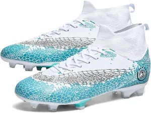 Maylrvjv Men's High Top Soccer Shoes Professional Cleats Football Boots Breathable Comfortable Indoor Outdoor Training Futsal Sneakers