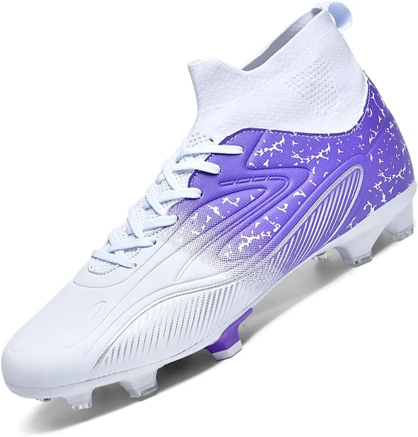 Maylrvjv Men's High Top Soccer Shoes Professional Cleats Football Boots Breathable Comfortable Indoor Outdoor Training Futsal Sneakers