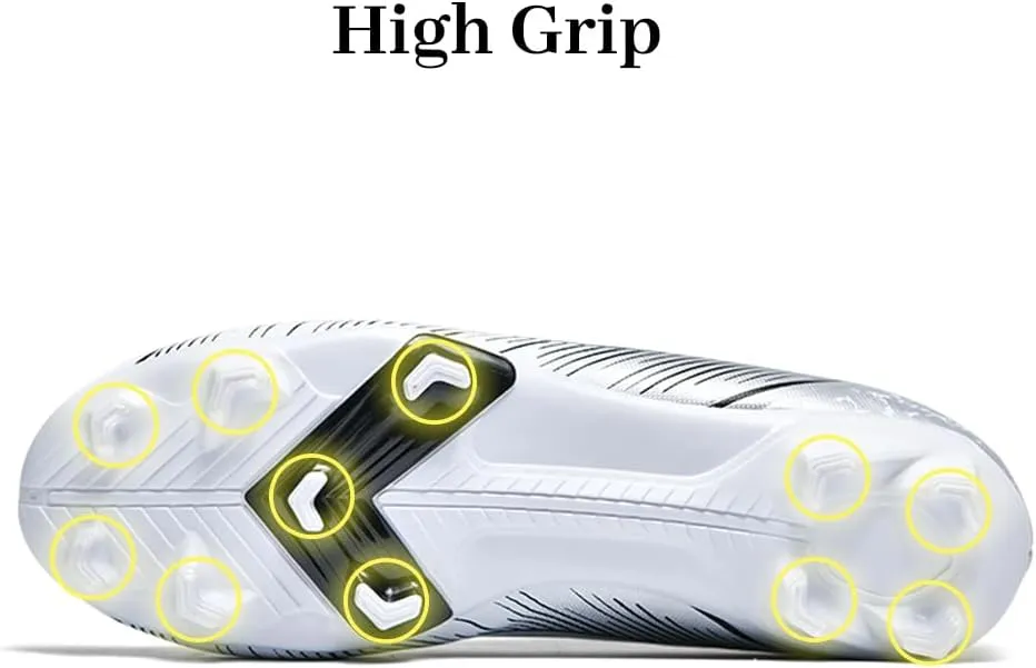 Maylrvjv Men's High Top Soccer Shoes Professional Cleats Football Boots Breathable Comfortable Indoor Outdoor Training Futsal Sneakers