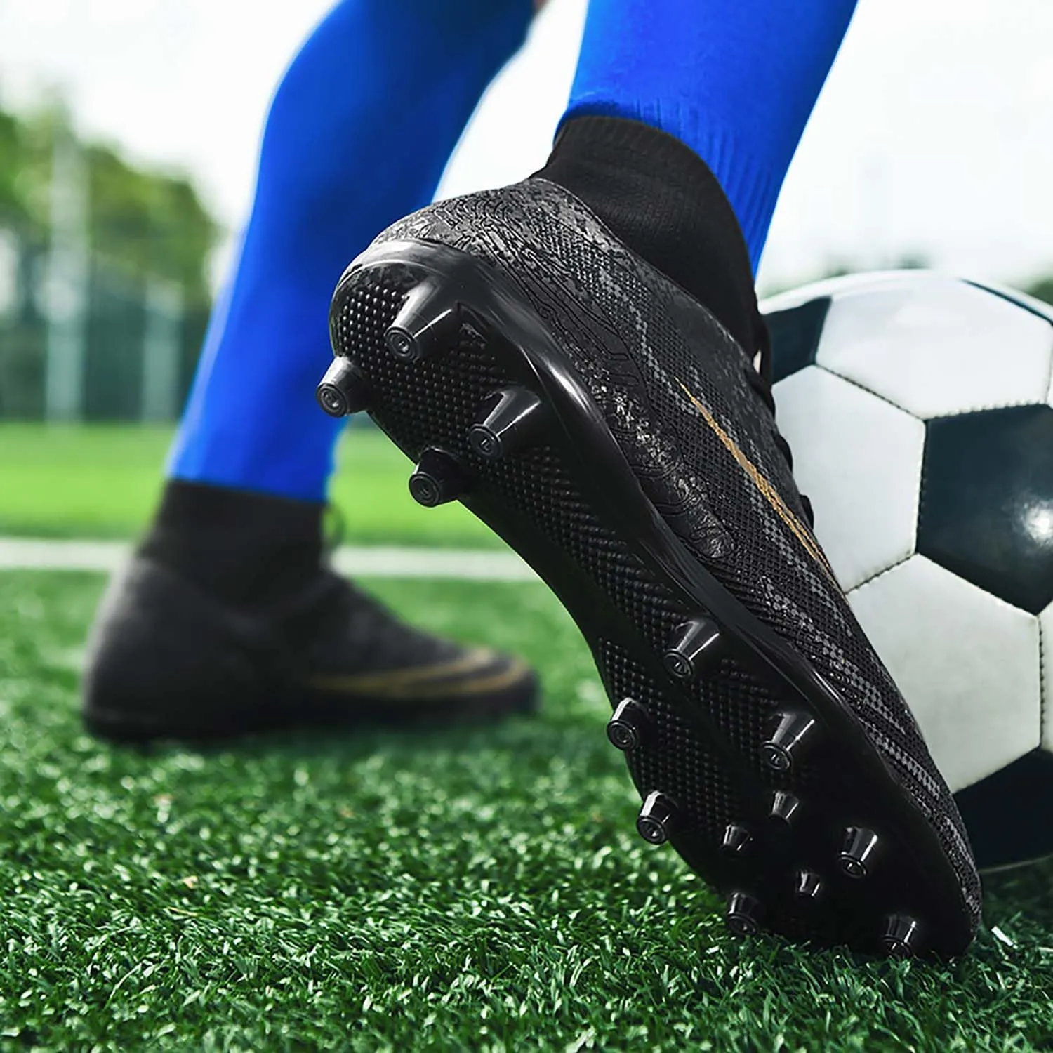 MEBAMY Men's Soccer Shoes Cleats Professional High Top Breathable Athletic Football Boots Outdoor Indoor Turf Field Professional Spikes Game Training Athletic for Boys Soccer Cleats