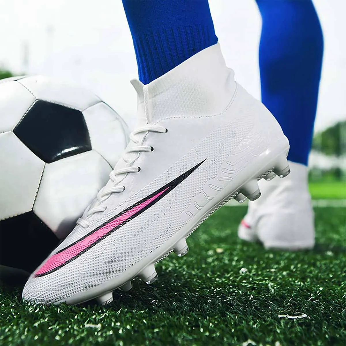 MEBAMY Men's Soccer Shoes Cleats Professional High Top Breathable Athletic Football Boots Outdoor Indoor Turf Field Professional Spikes Game Training Athletic for Boys Soccer Cleats