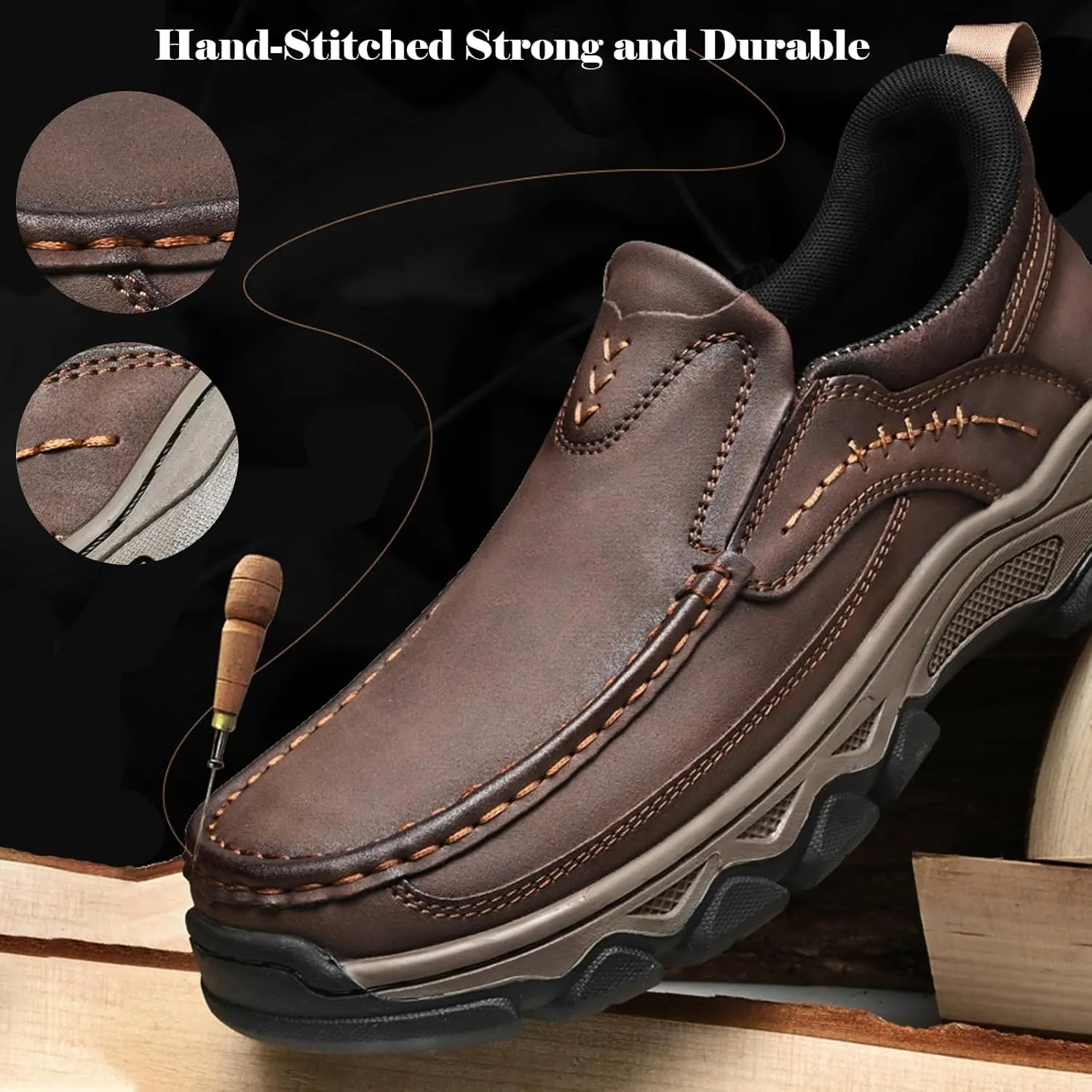 Men Casual Shoes Loafers Comfortable Walking Sneakers Oxford Waterproof Hiking Boots for Work Dress Travel