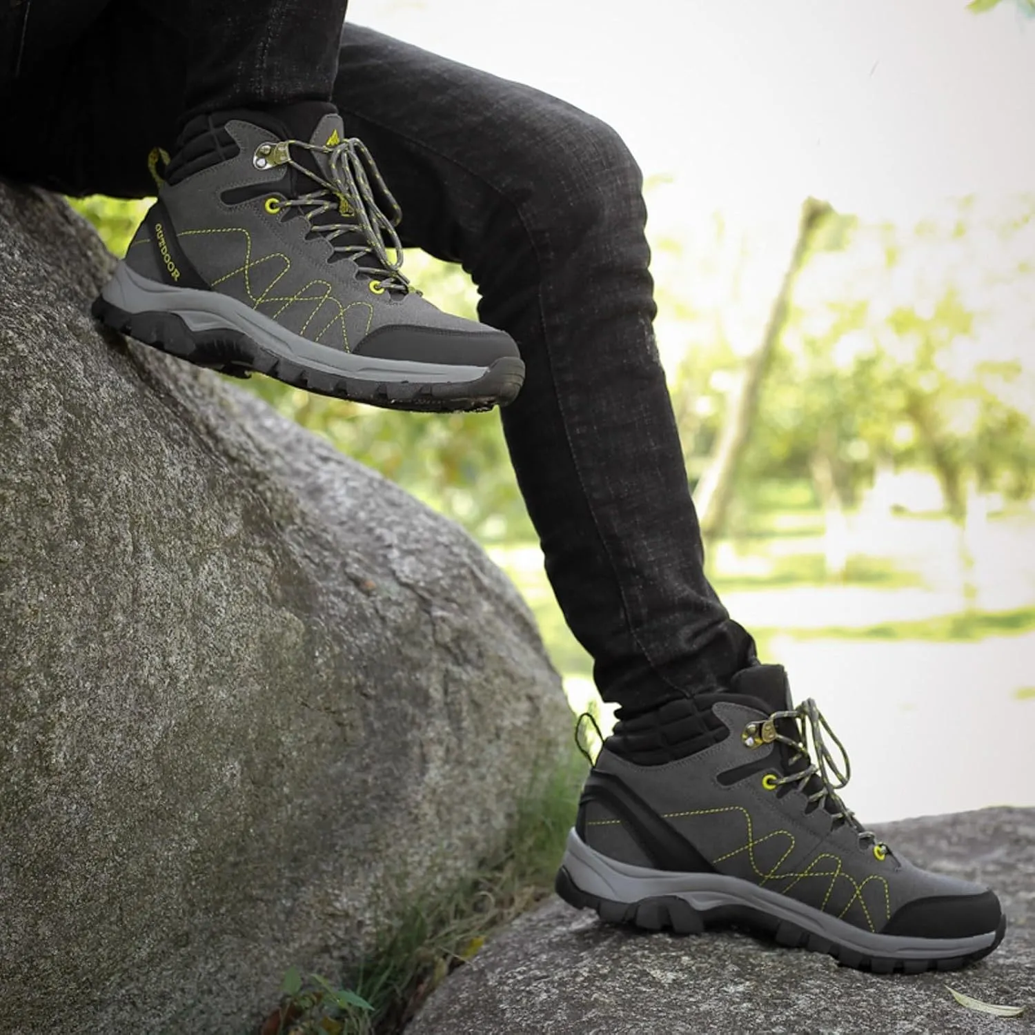 Men Shoes Couple Hiking Shoes Fashion Thick Sole Outdoor Mountaineering Sneakers Lightweight Walking Boots Men