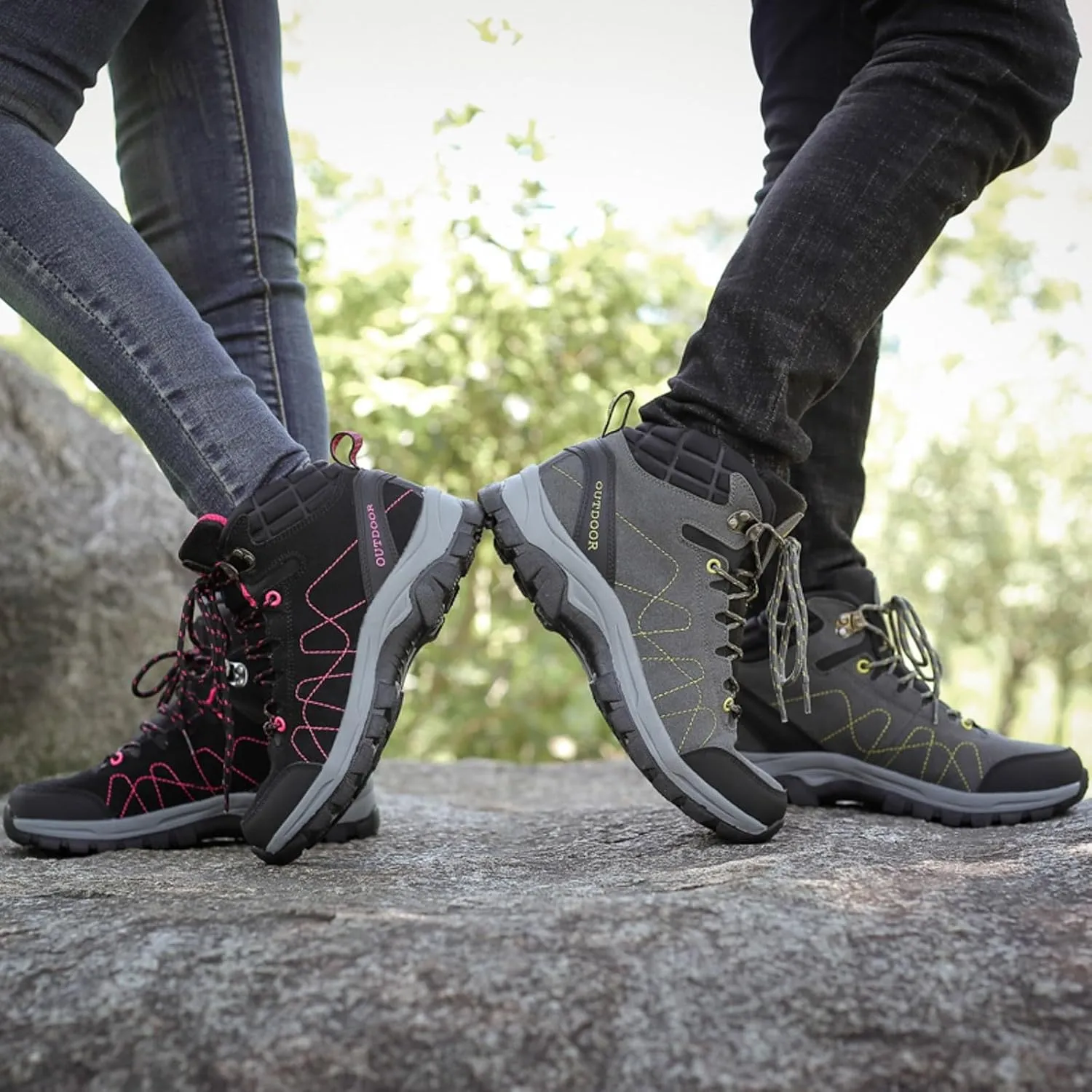 Men Shoes Couple Hiking Shoes Fashion Thick Sole Outdoor Mountaineering Sneakers Lightweight Walking Boots Men